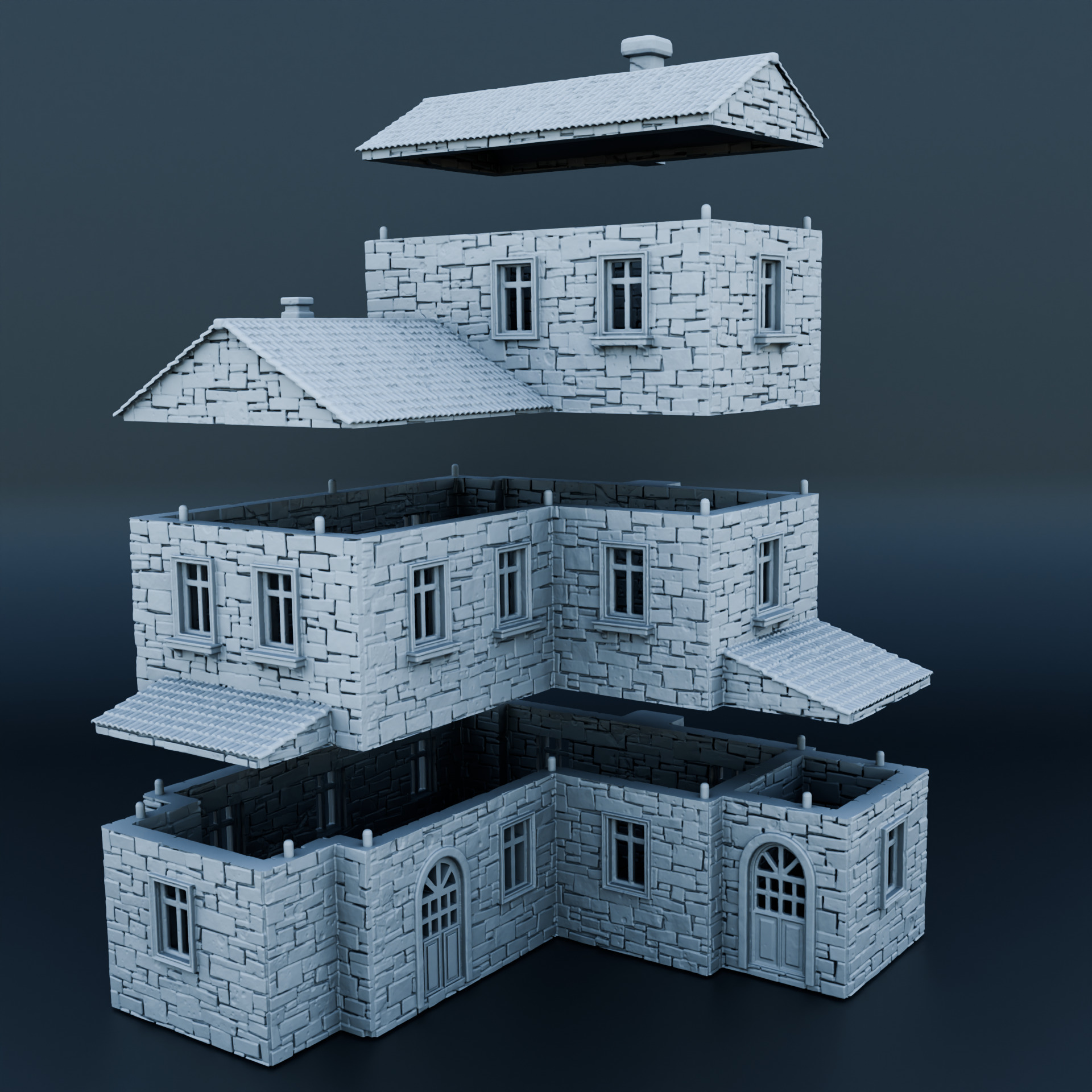 Medieval house 3D print model_2