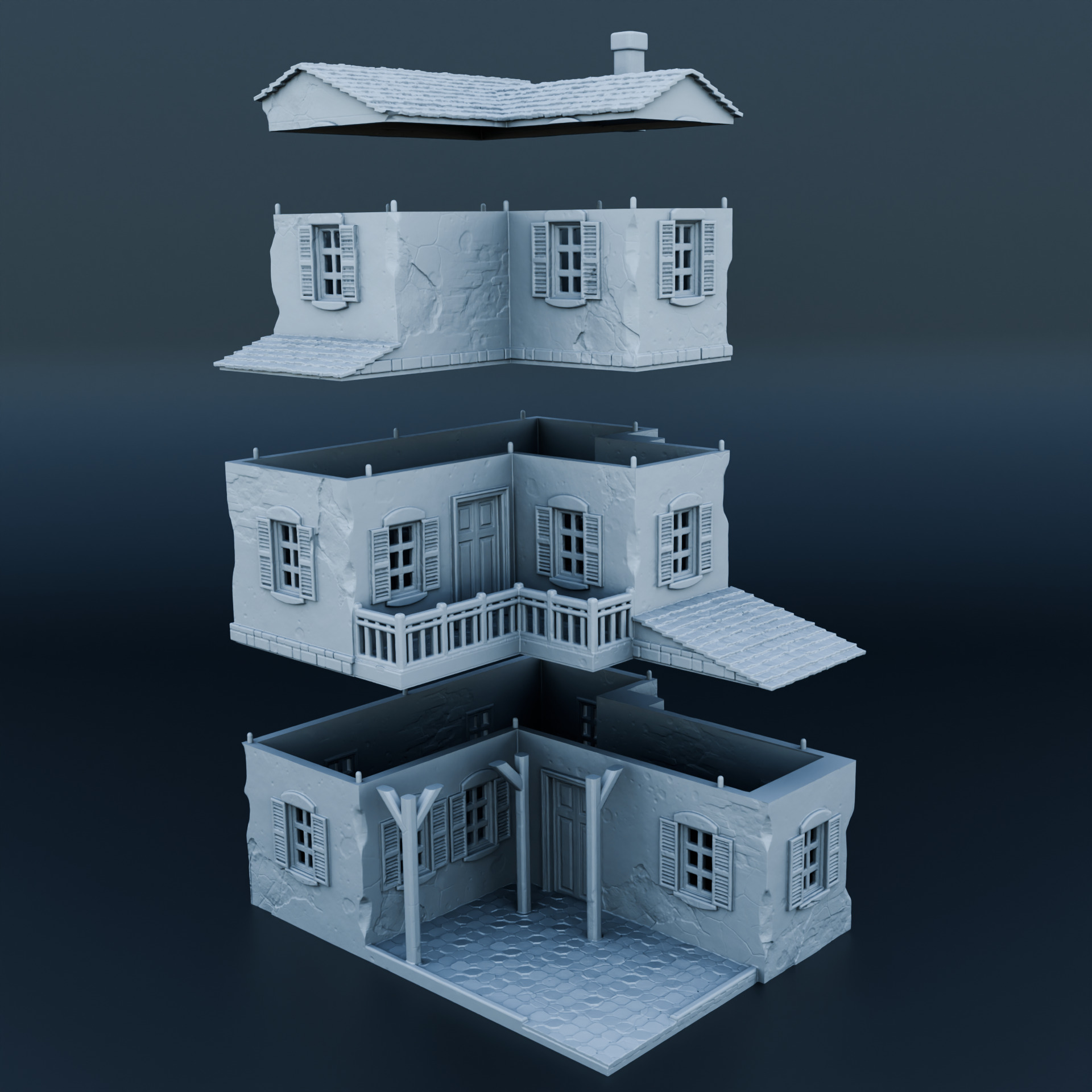 Medieval house 3D print model_2