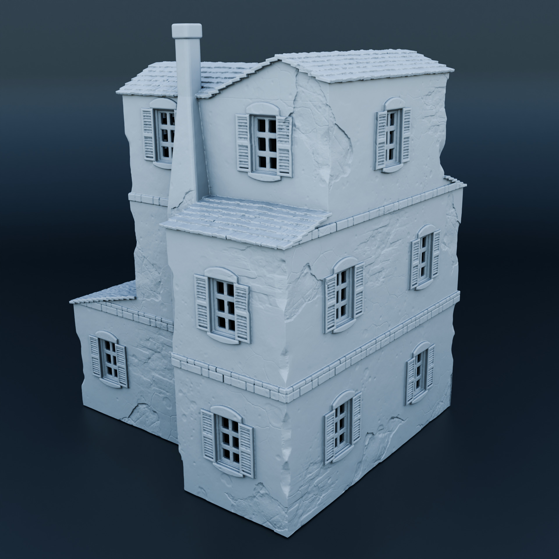 Medieval house 3D print model_1