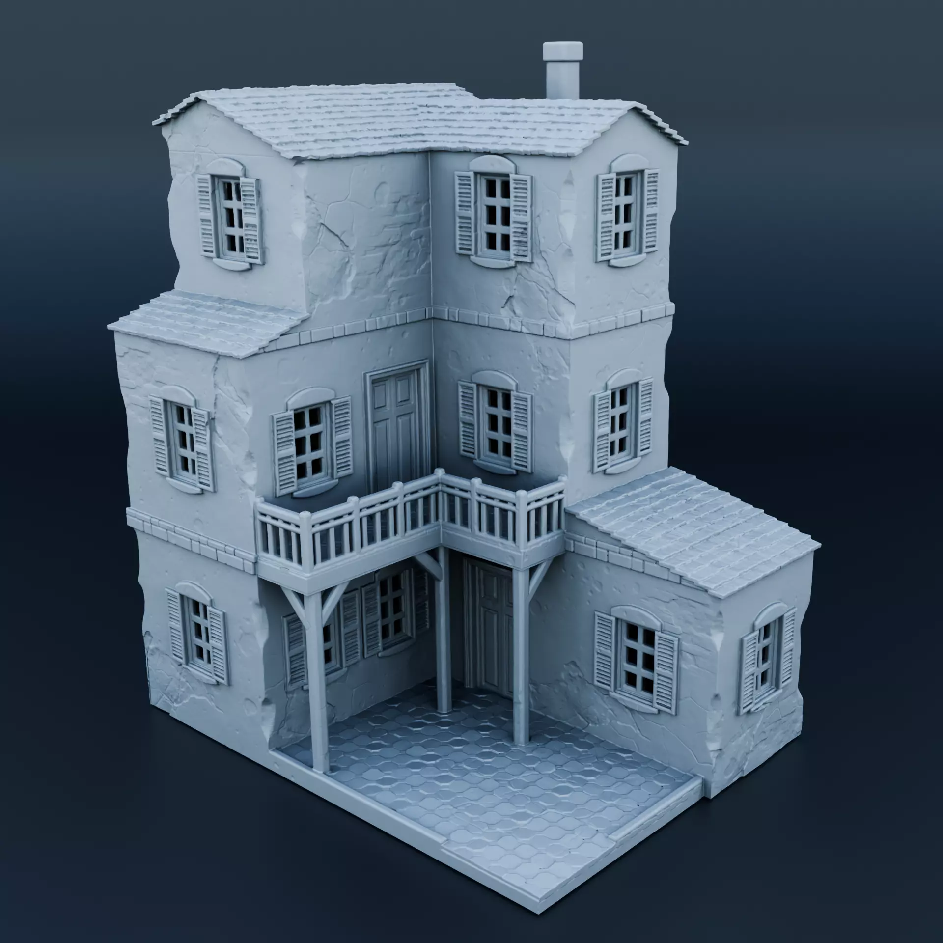 Medieval house 3D print model_0