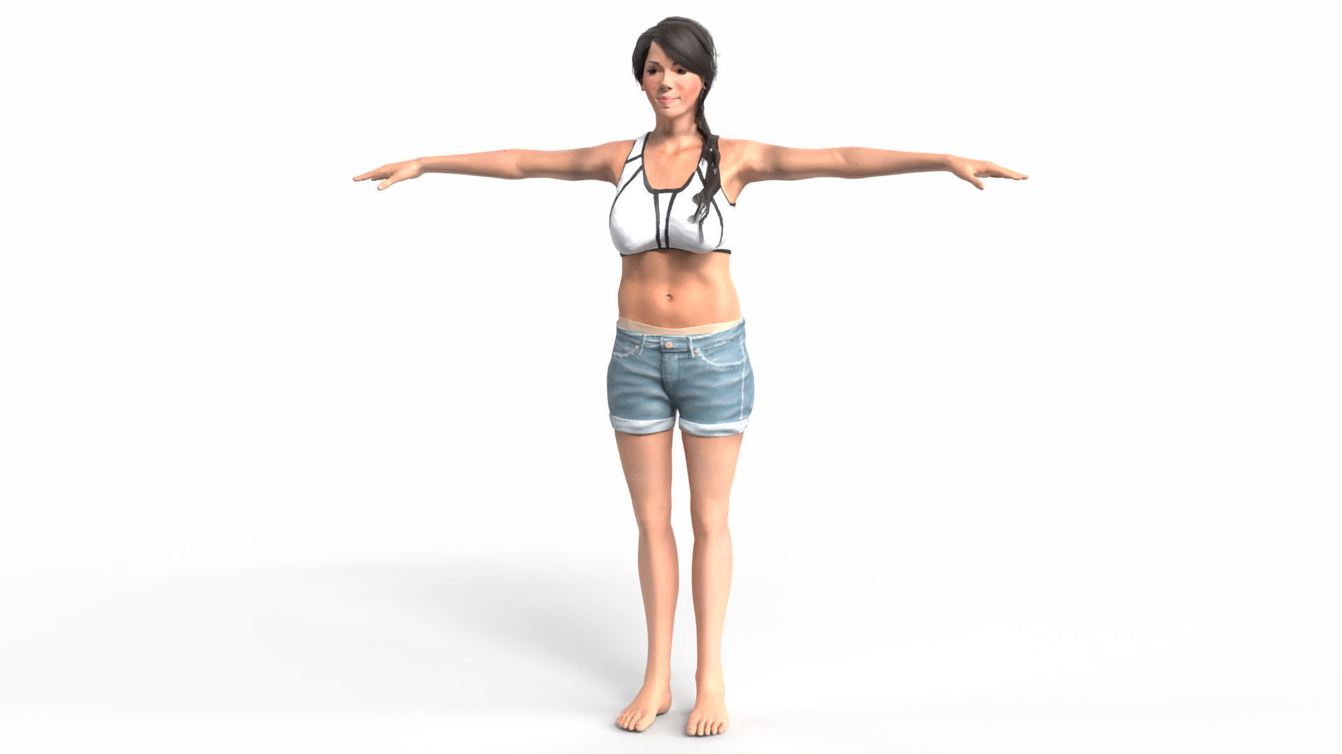 Mi Reina Female Character Low-poly 3D model_1