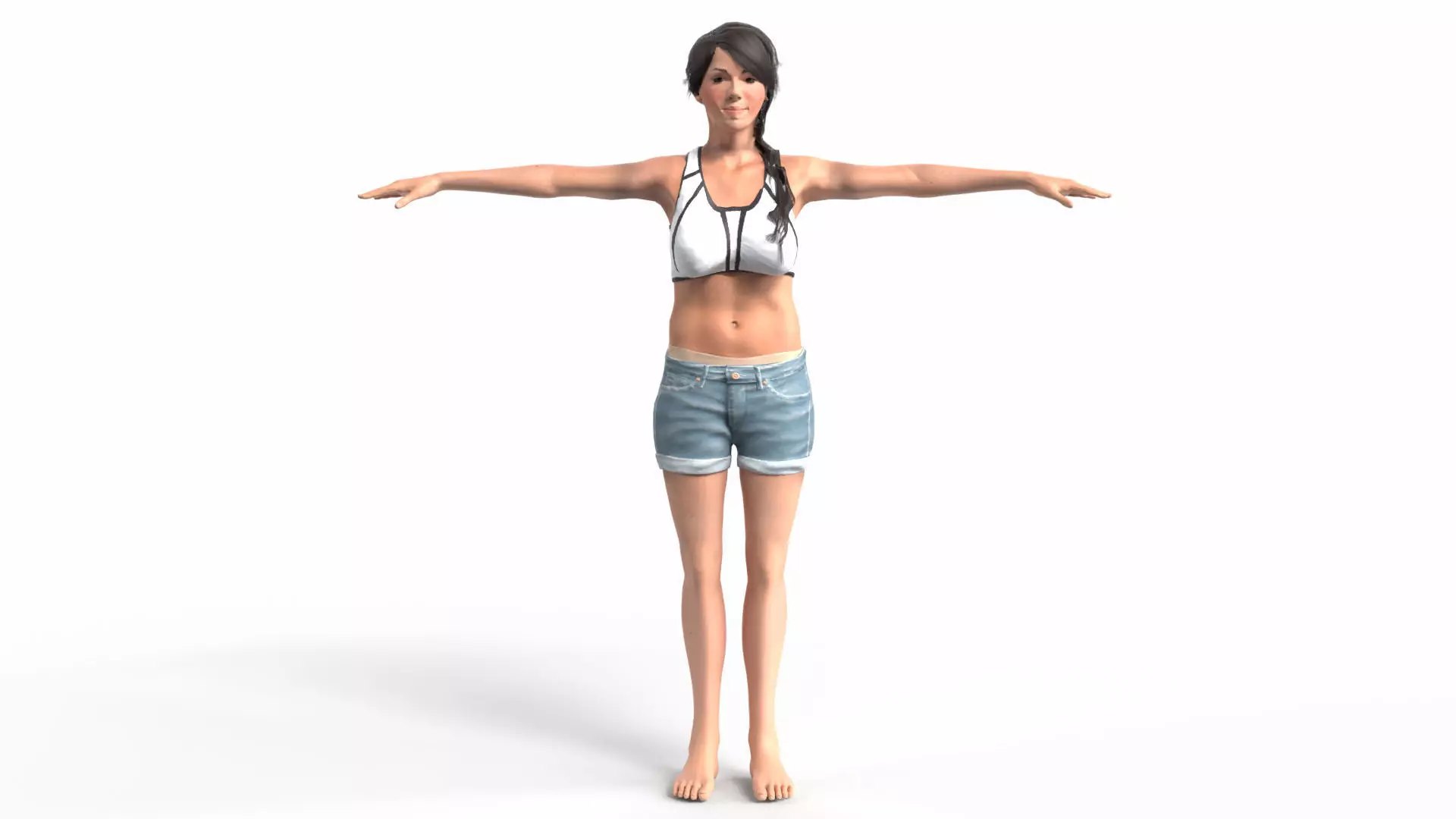 Mi Reina Female Character Low-poly 3D model_0