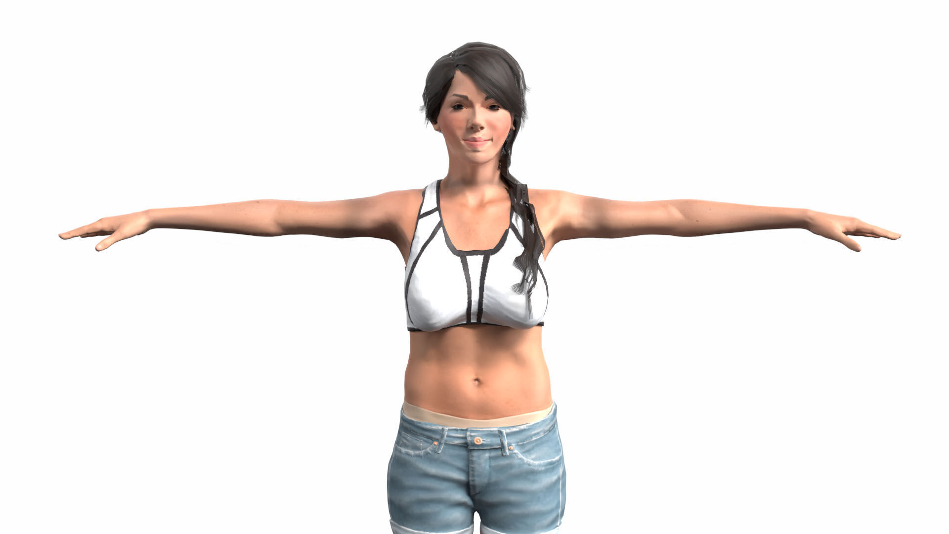 Mi Reina Female Character Low-poly 3D model_3