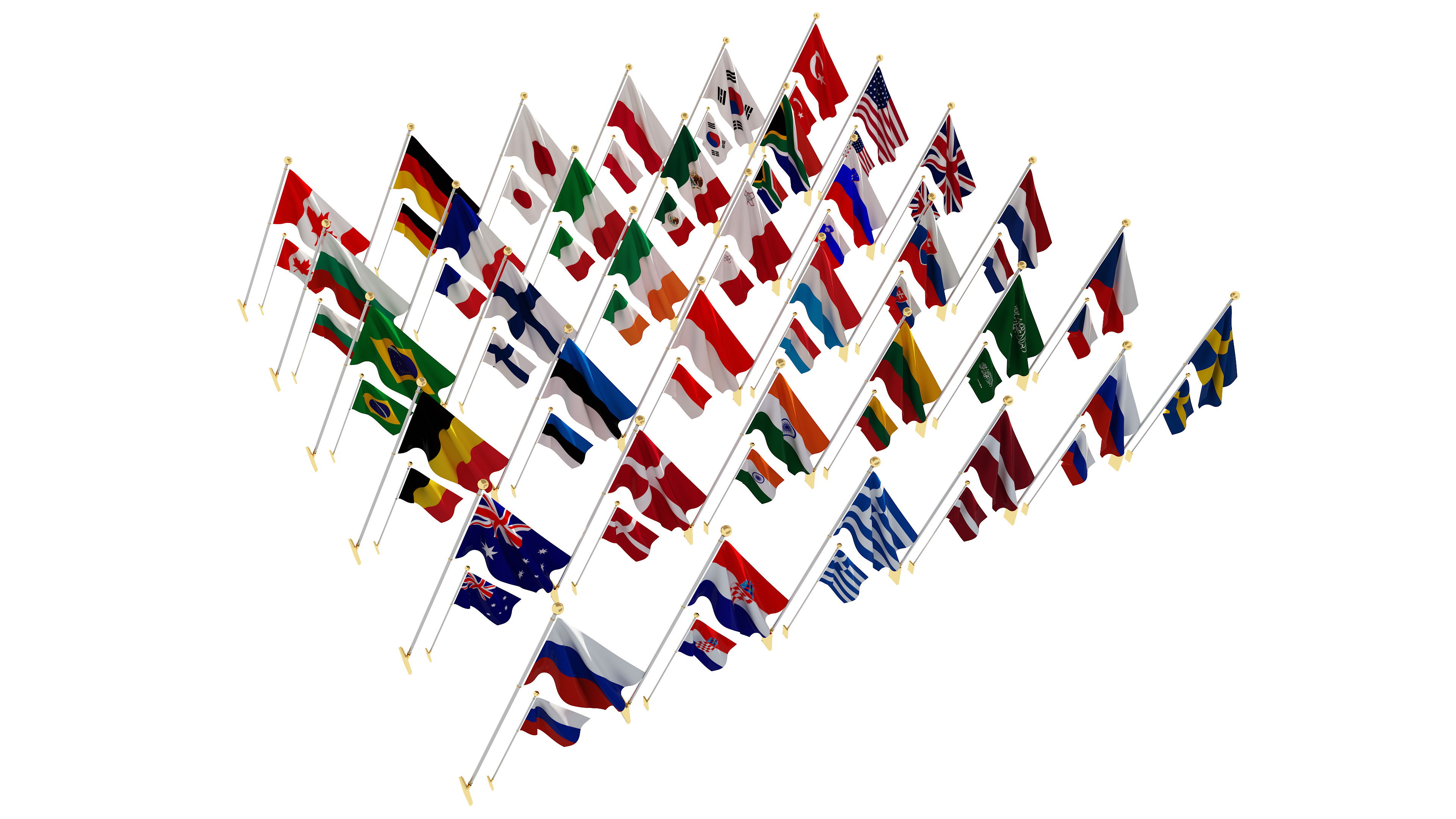 Wall Flags World Collection Set 3D model_1