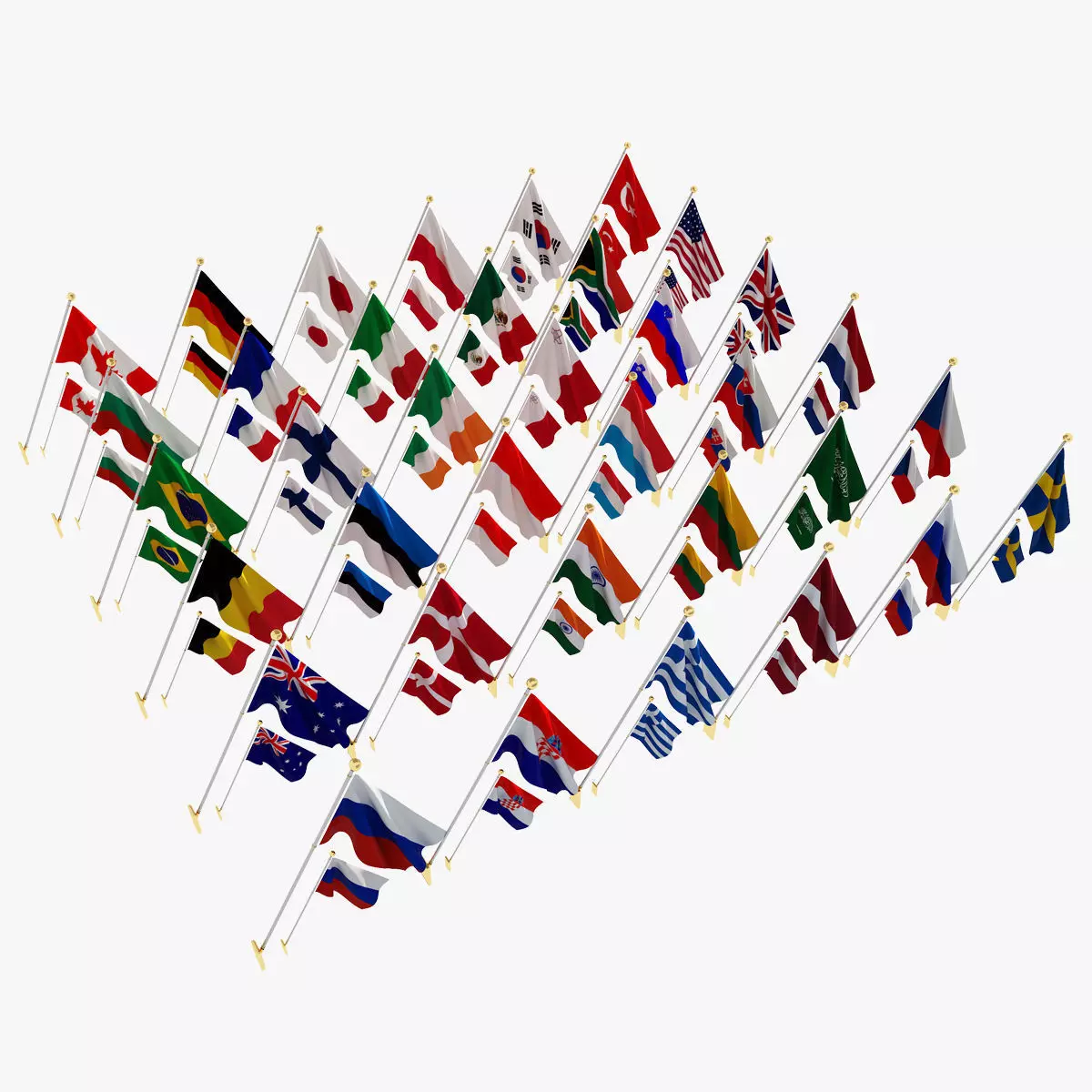 Wall Flags World Collection Set 3D model_0