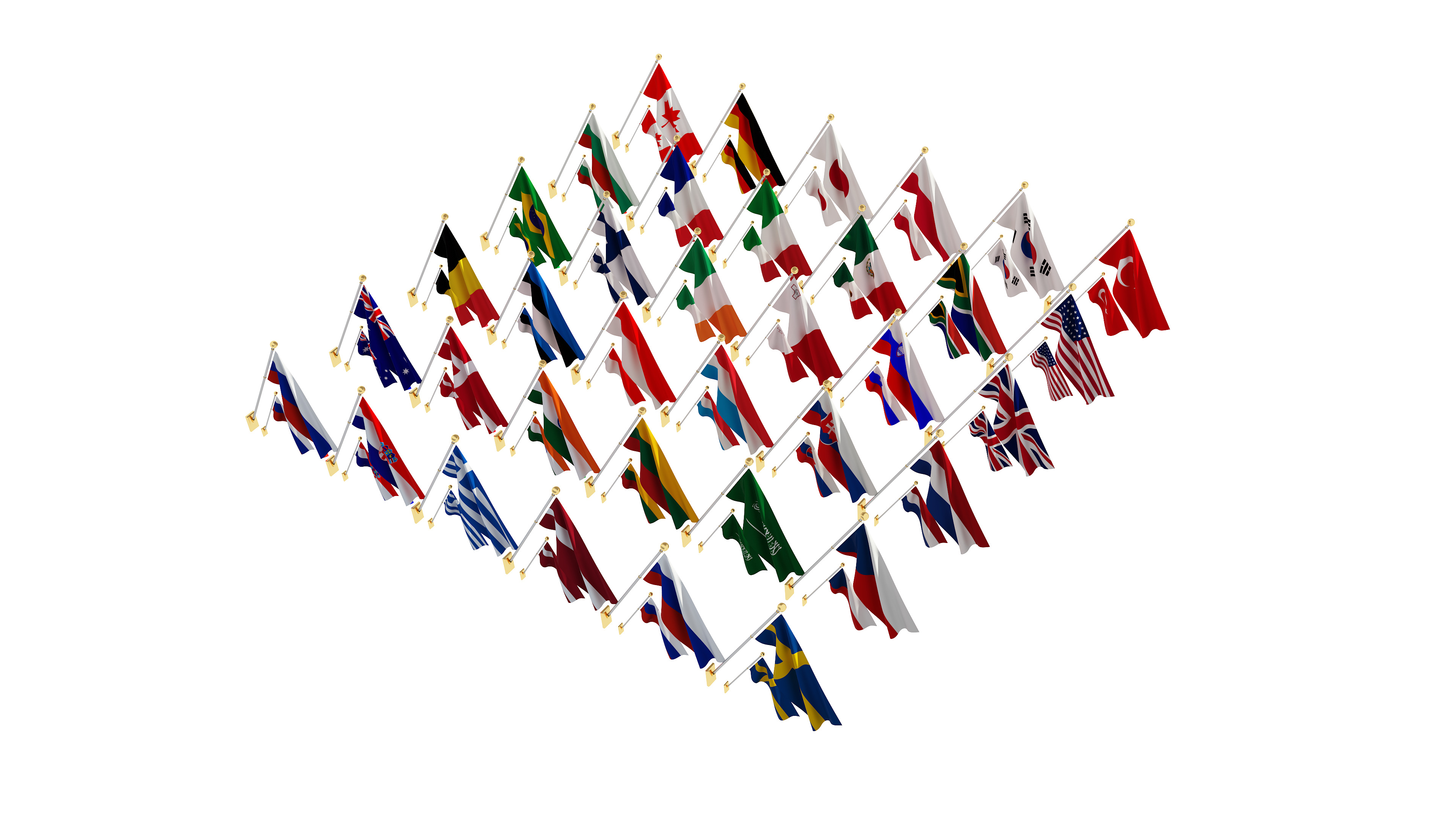 Wall Flags World Collection Set 3D model_5