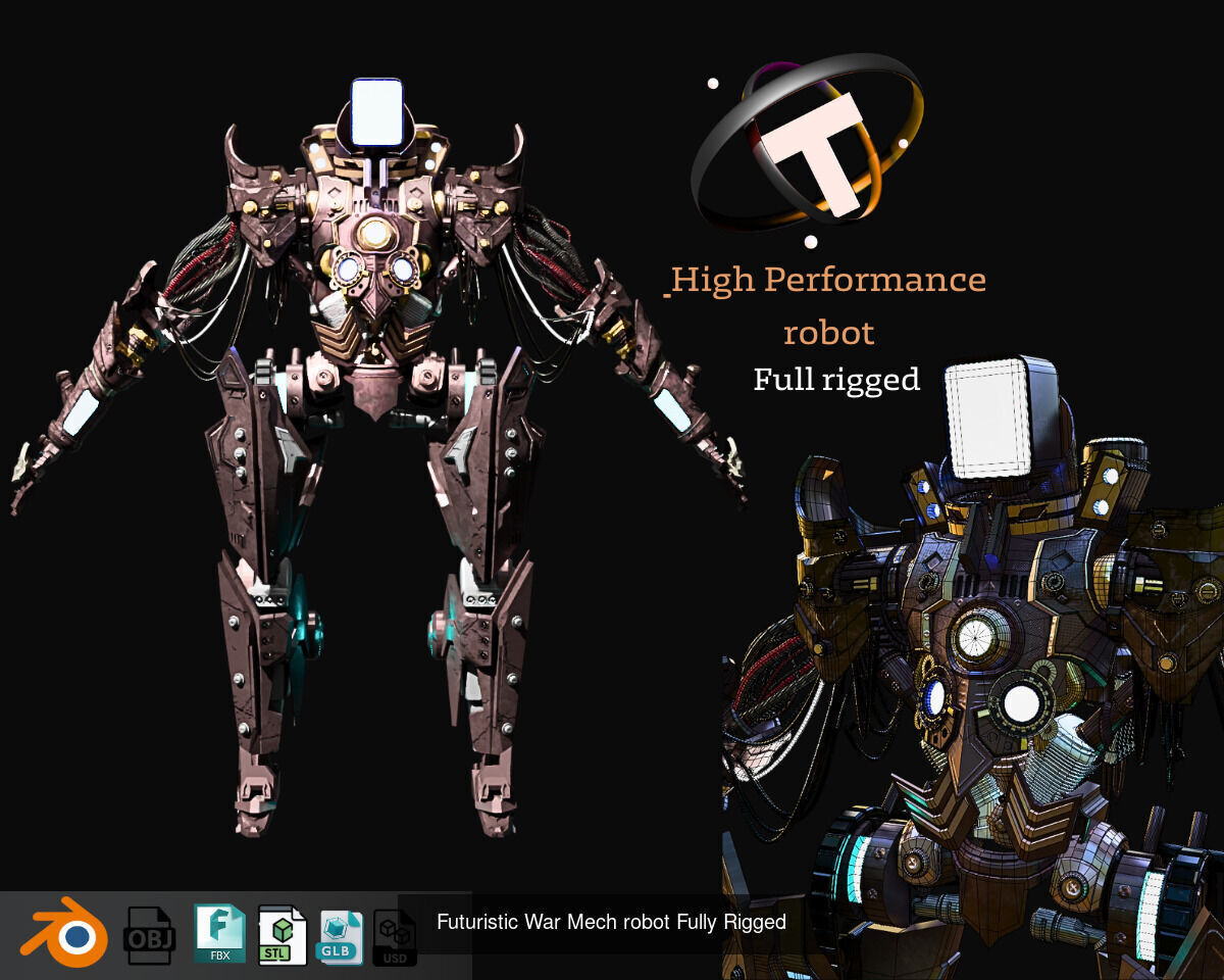 HighTech Robot Squad Game Ready Assets 3D Model Collection_2