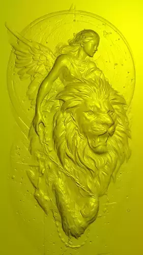 Constellation Leo goddess Angel riding Leo girl 3D print model