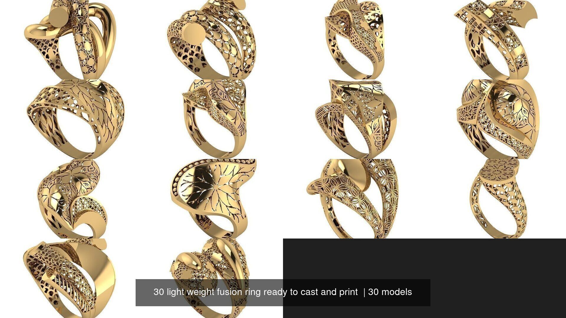 30 light weight fusion ring ready to cast and print  3D Model Collection_4
