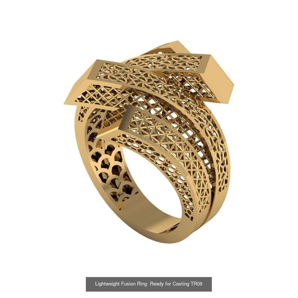 30 light weight fusion ring ready to cast and print  3D Model Collection_6