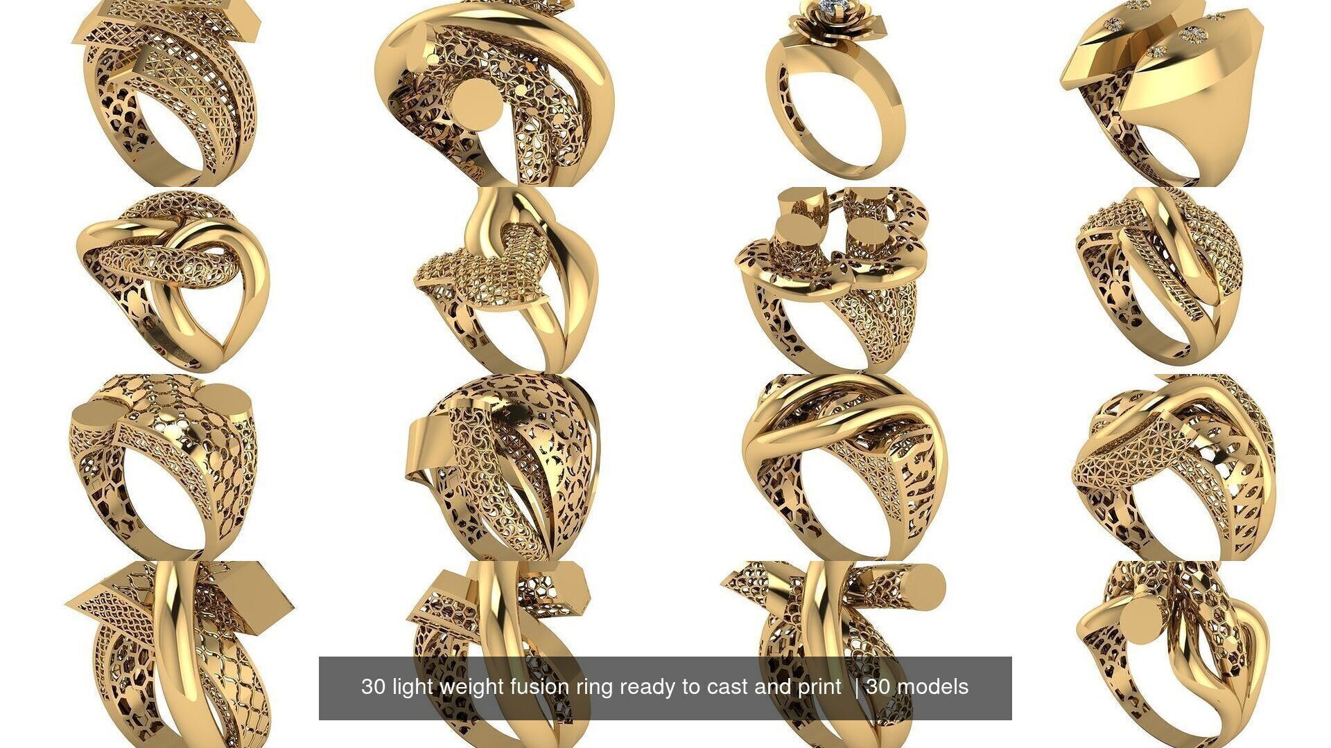 30 light weight fusion ring ready to cast and print  3D Model Collection_2