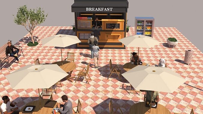 Breakfast Shop 4K 3D model 5