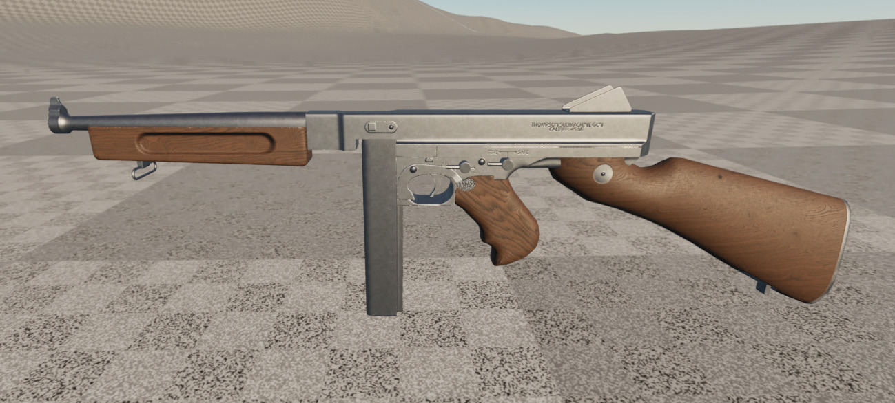 M1A1 Thompson SMG Low-poly 3D model_2