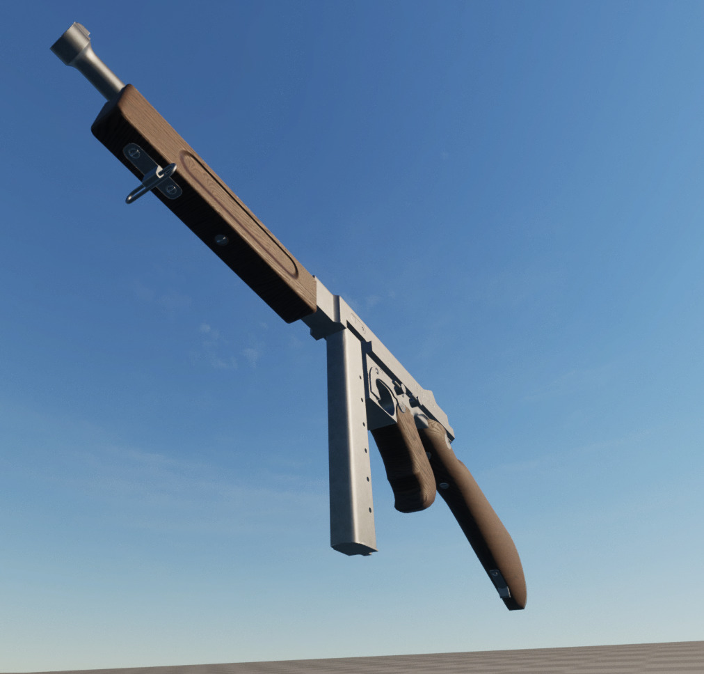 M1A1 Thompson SMG Low-poly 3D model_3