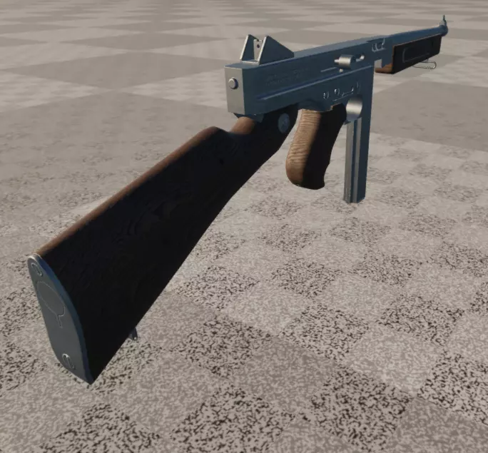 M1A1 Thompson SMG Low-poly 3D model_0