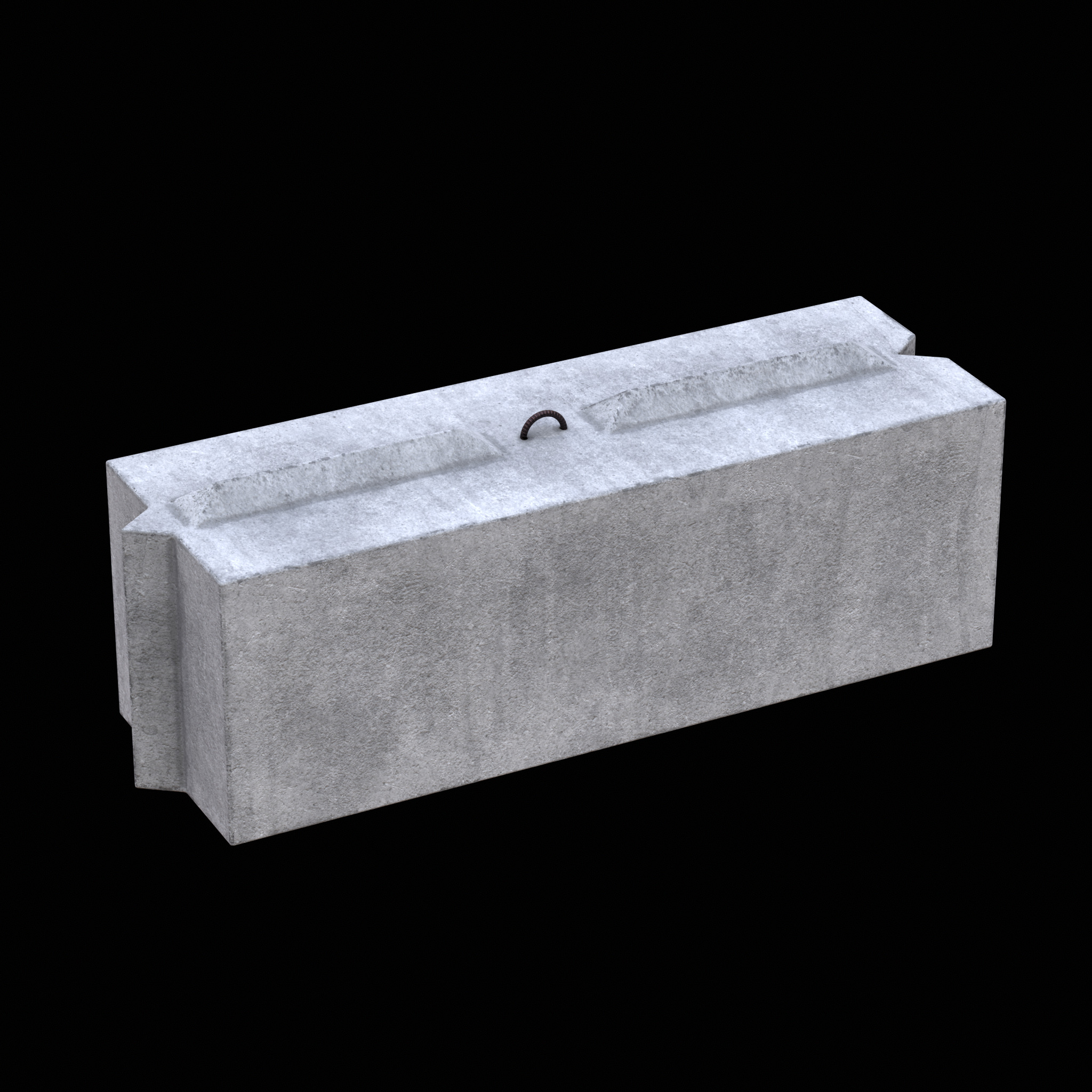 Concrete Block Low-poly 3D model_2