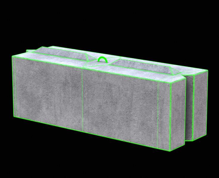 Concrete Block Low-poly 3D model_6