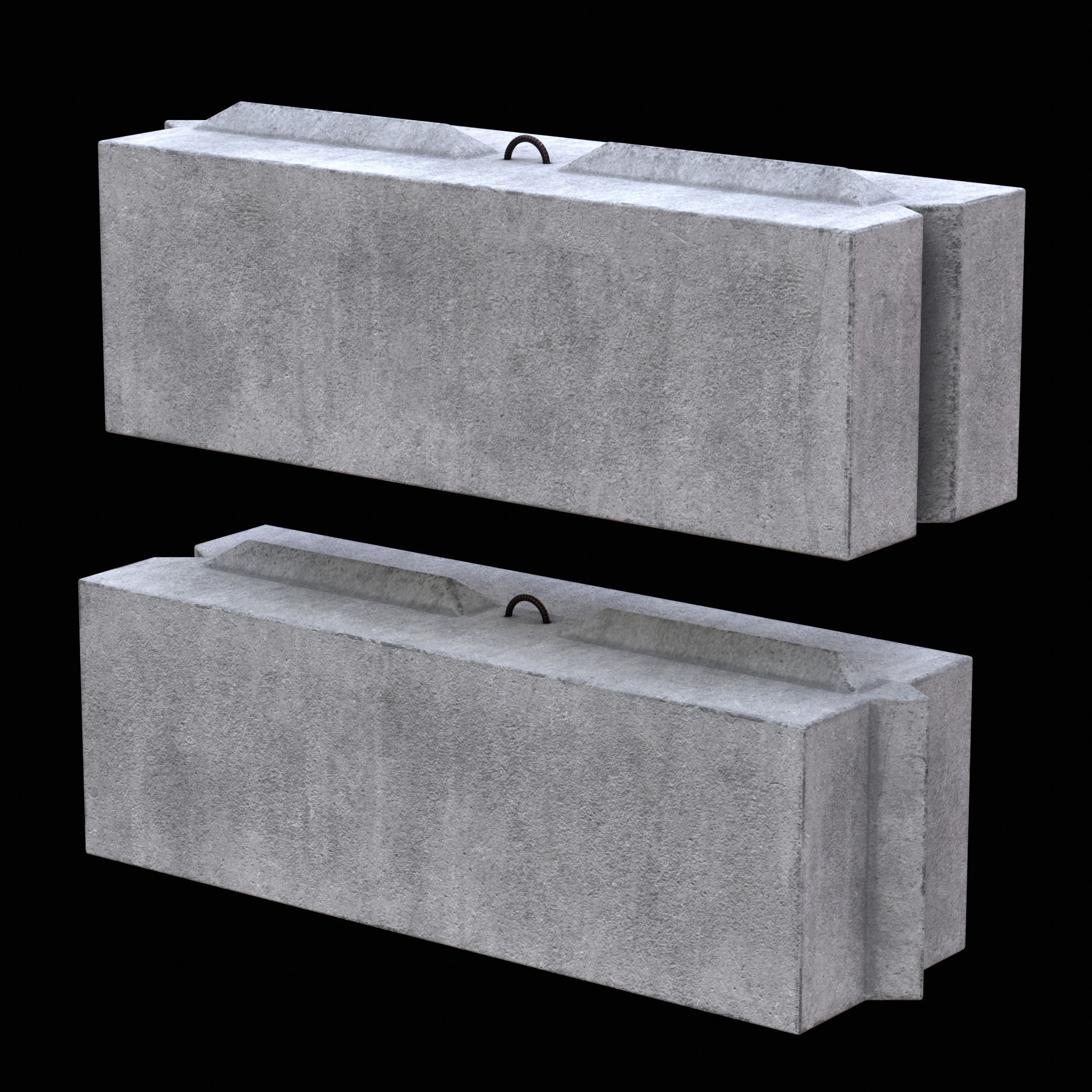 Concrete Block Low-poly 3D model_3