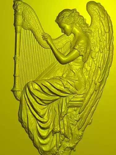 Harp girl angel girl playing piano 3D print model Harp girl angel girl playing piano 3D print model