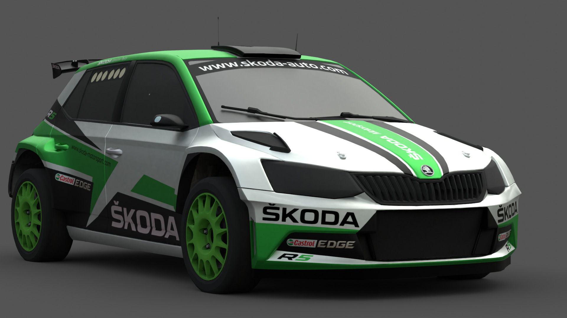 2018 Skoda Fabia R5 3D Model Rally Car Ready for Games Renders Low-poly 3D model_5
