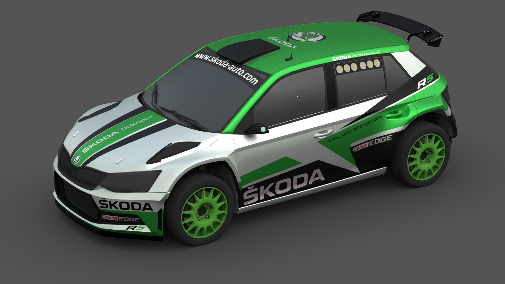2018 Skoda Fabia R5 3D Model Rally Car Ready for Games Renders Low-poly 3D model_7