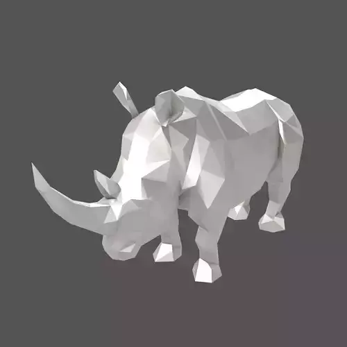 Low Poly Rhinoceros Statue v1 003