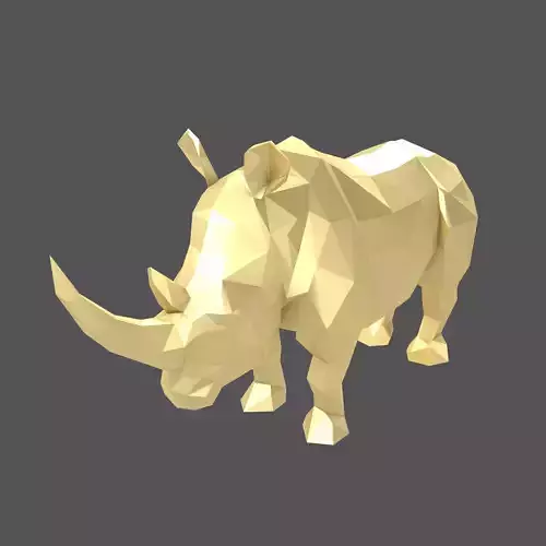 Low Poly Rhinoceros Statue v1 002