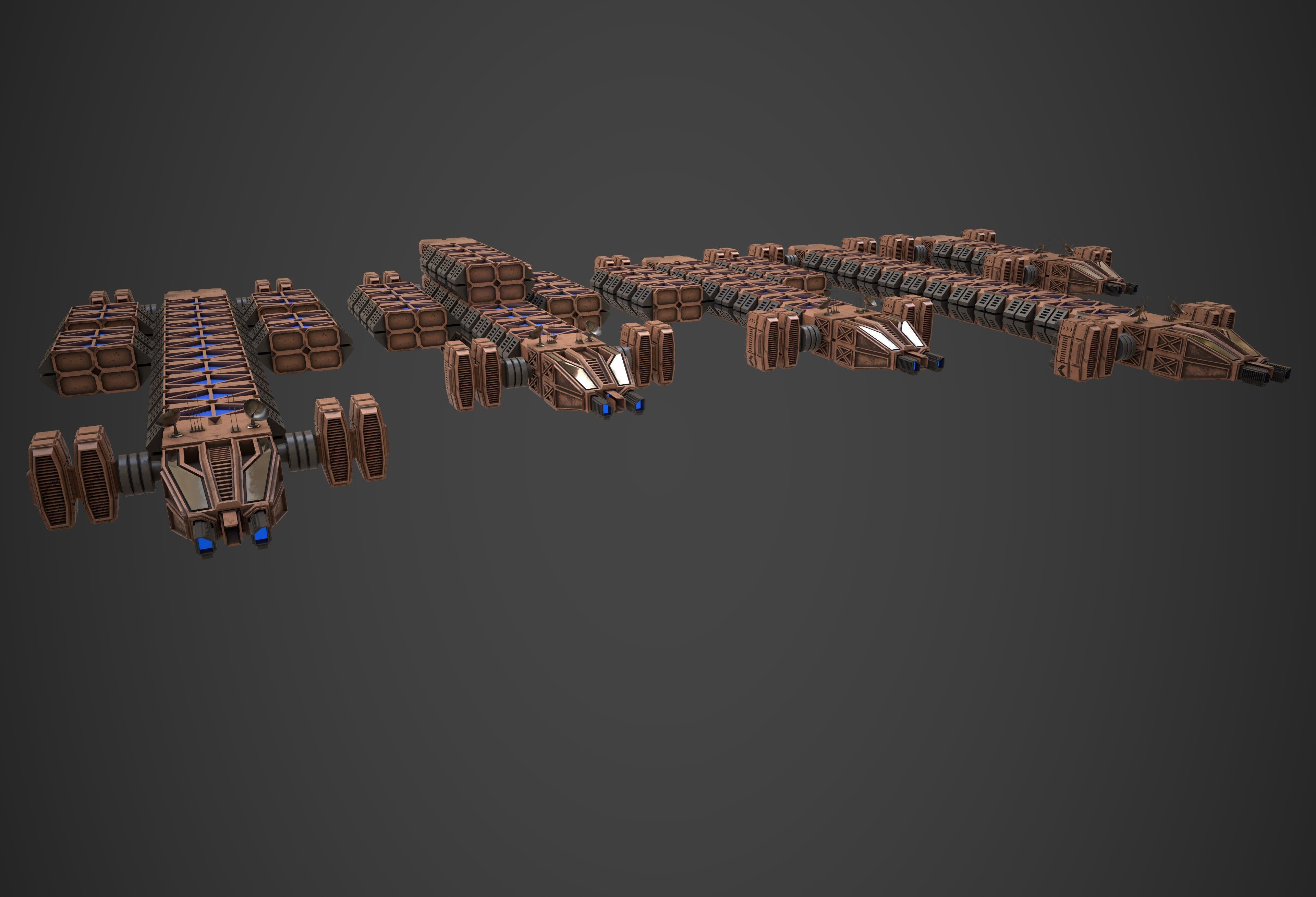 Modular Spaceship Five 3D model_10