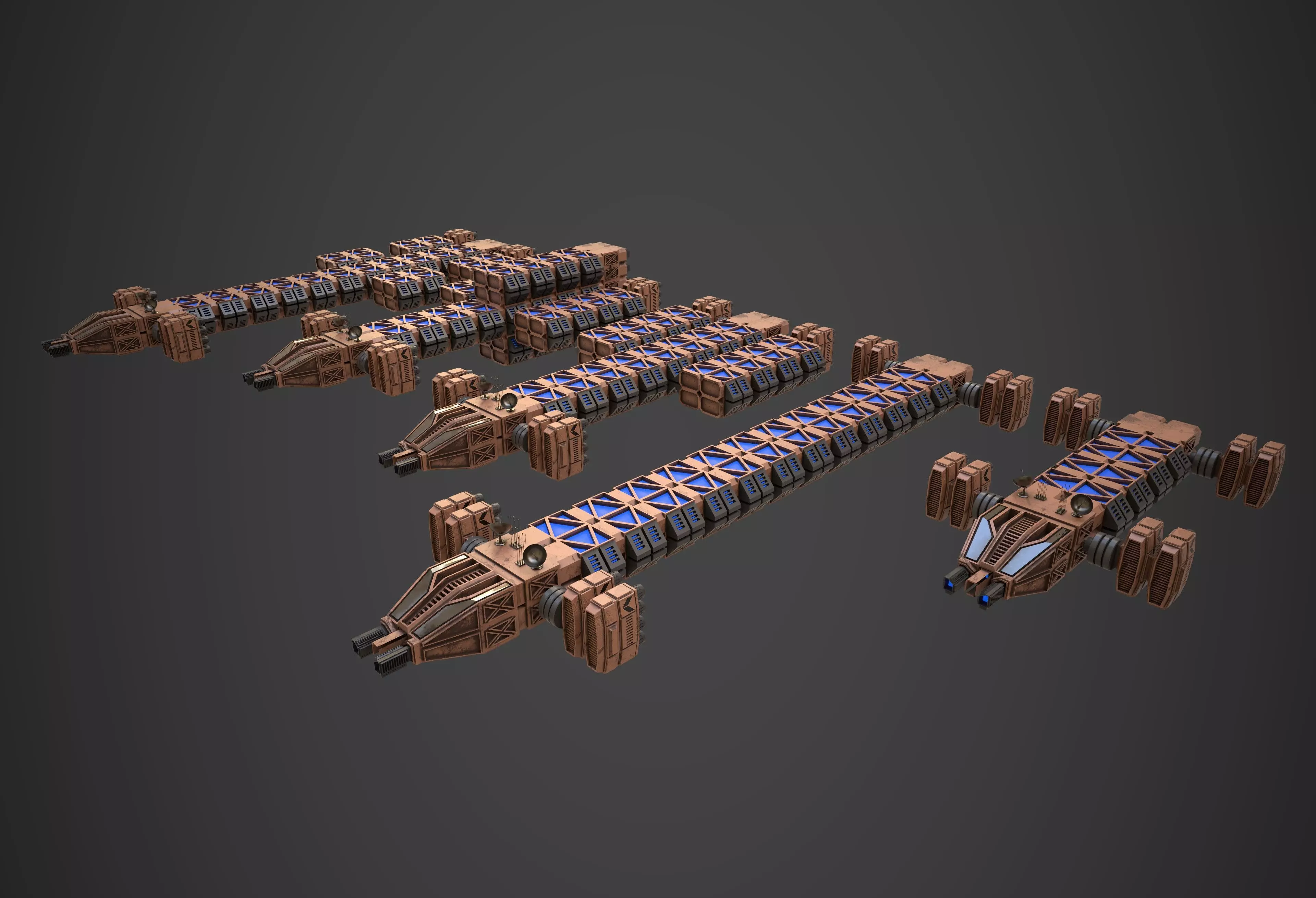 Modular Spaceship Five 3D model_0