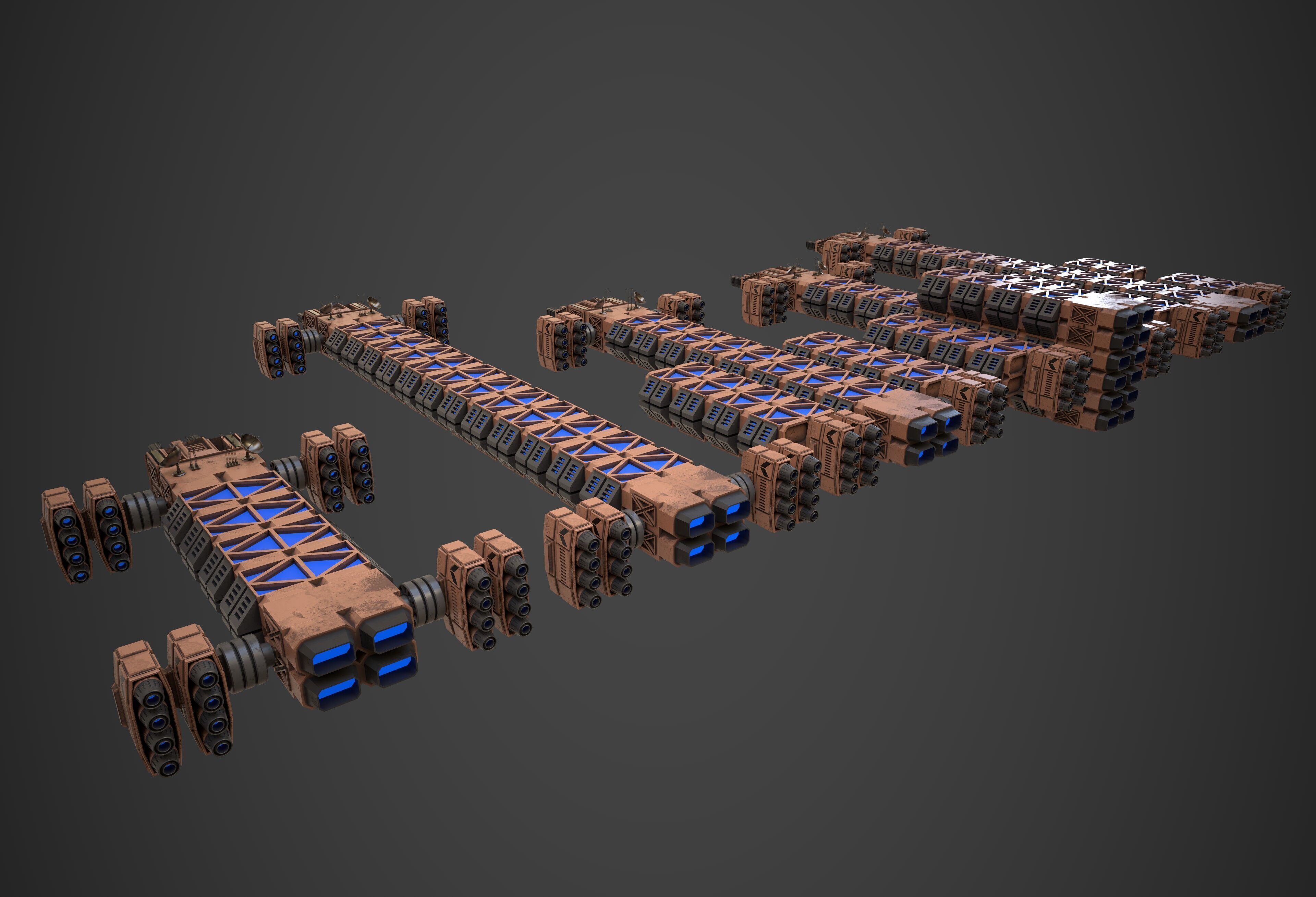 Modular Spaceship Five 3D model_2