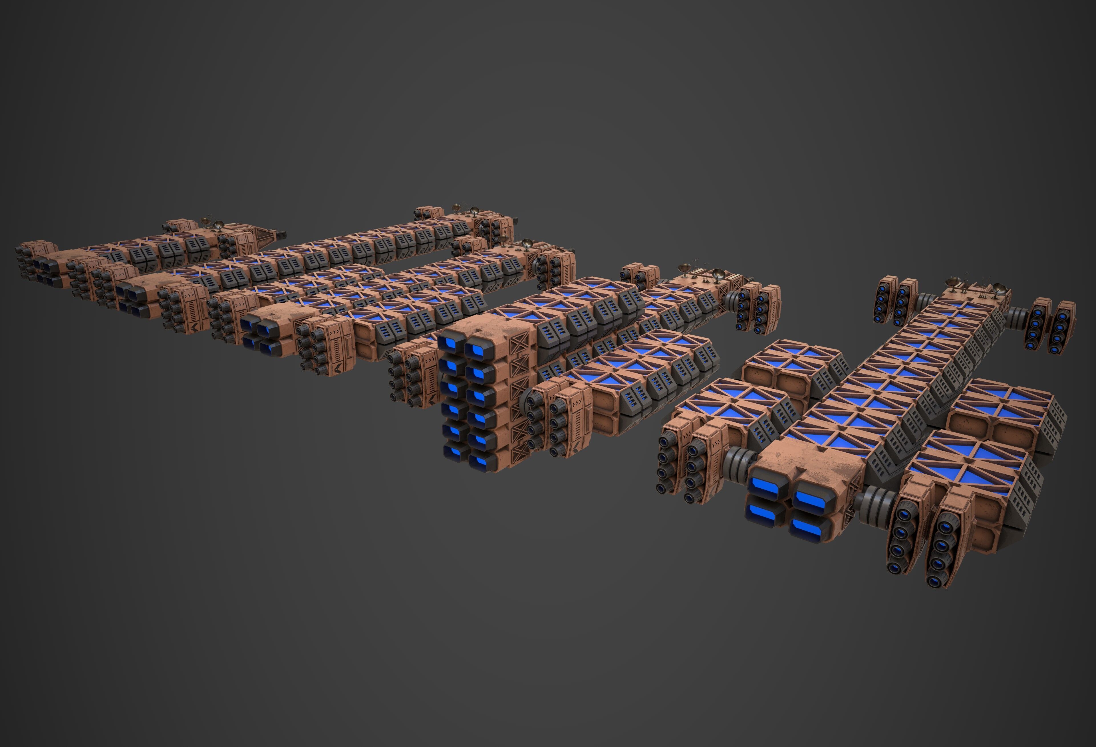 Modular Spaceship Five 3D model_4