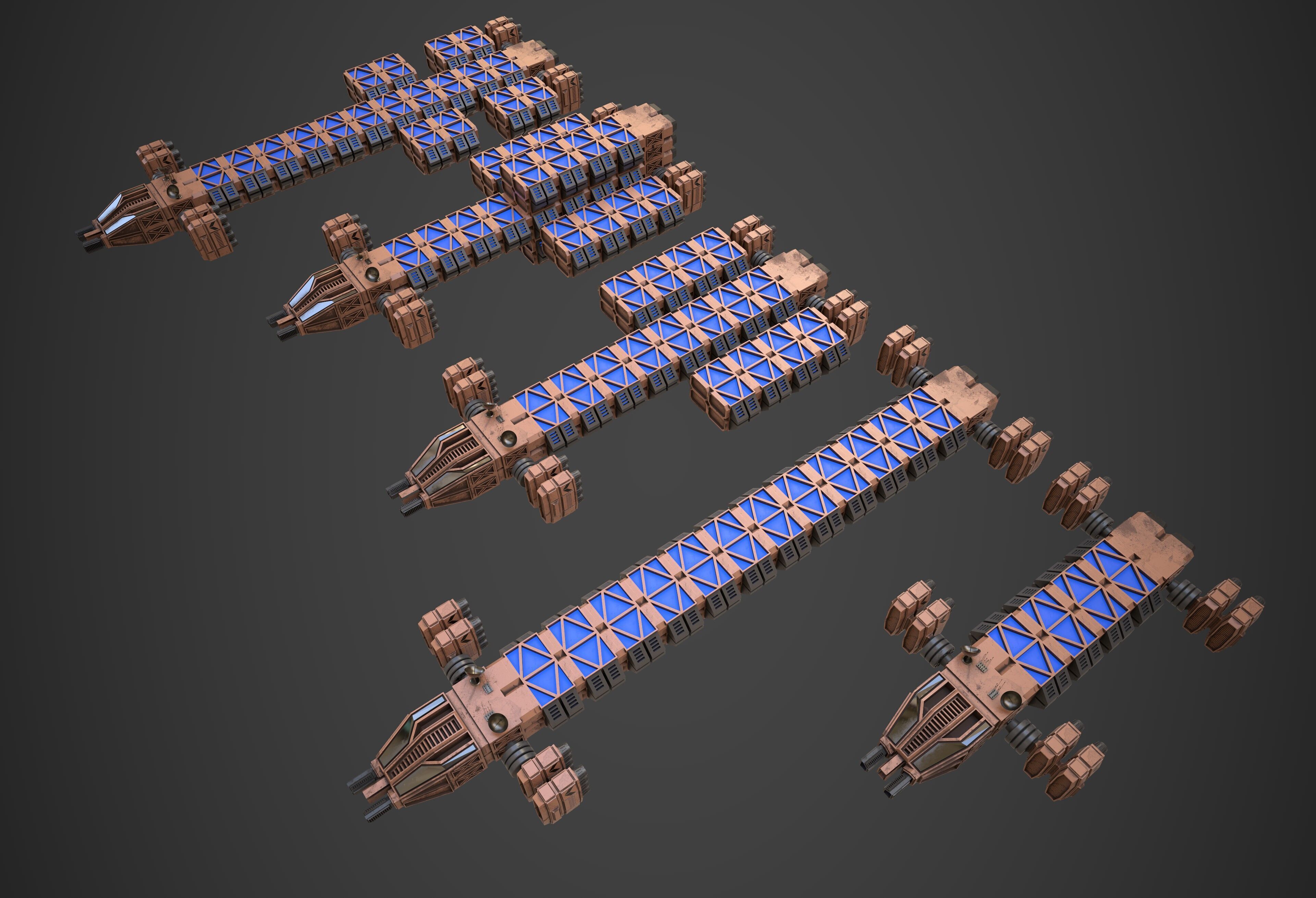 Modular Spaceship Five 3D model_7