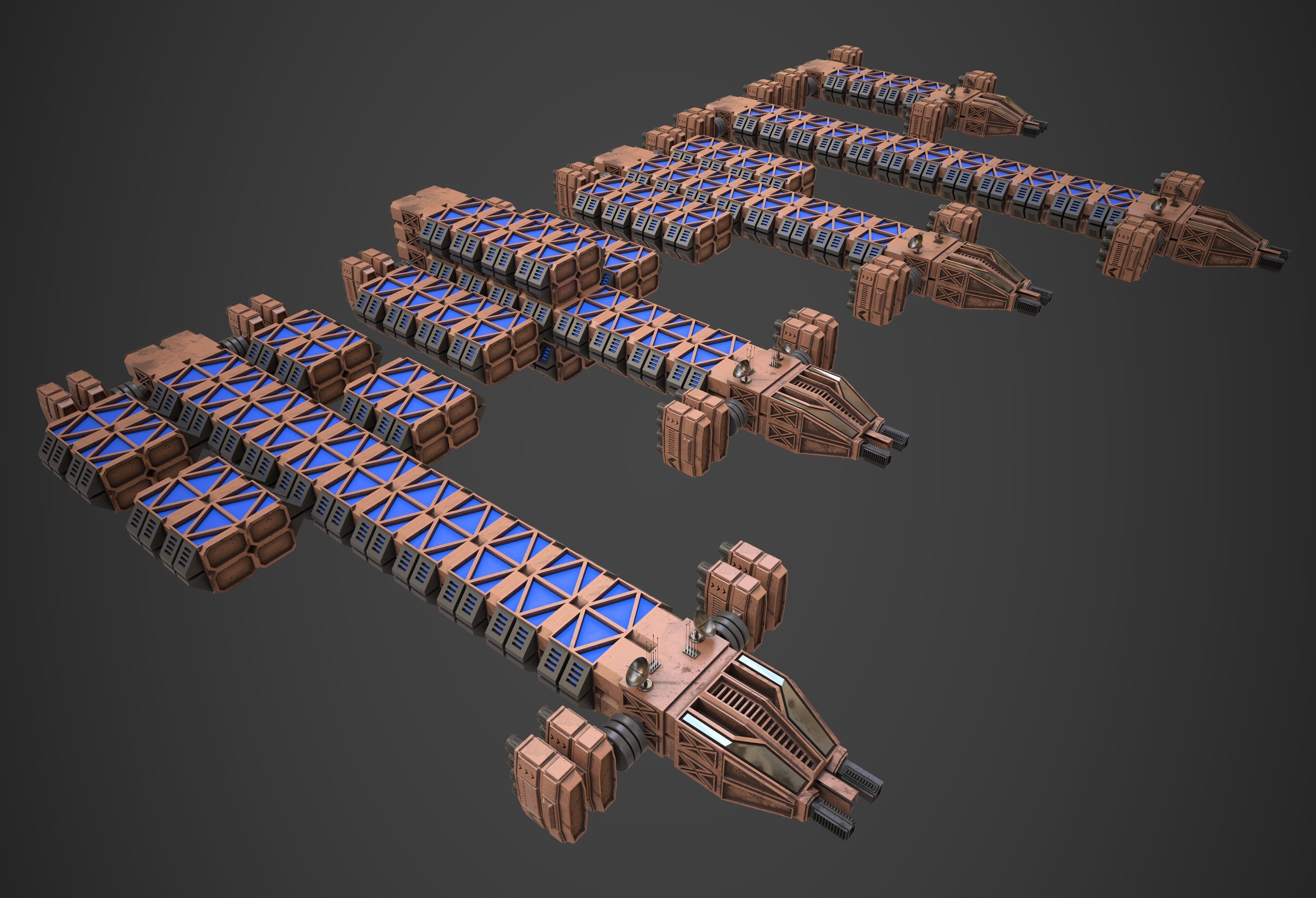 Modular Spaceship Five 3D model_3