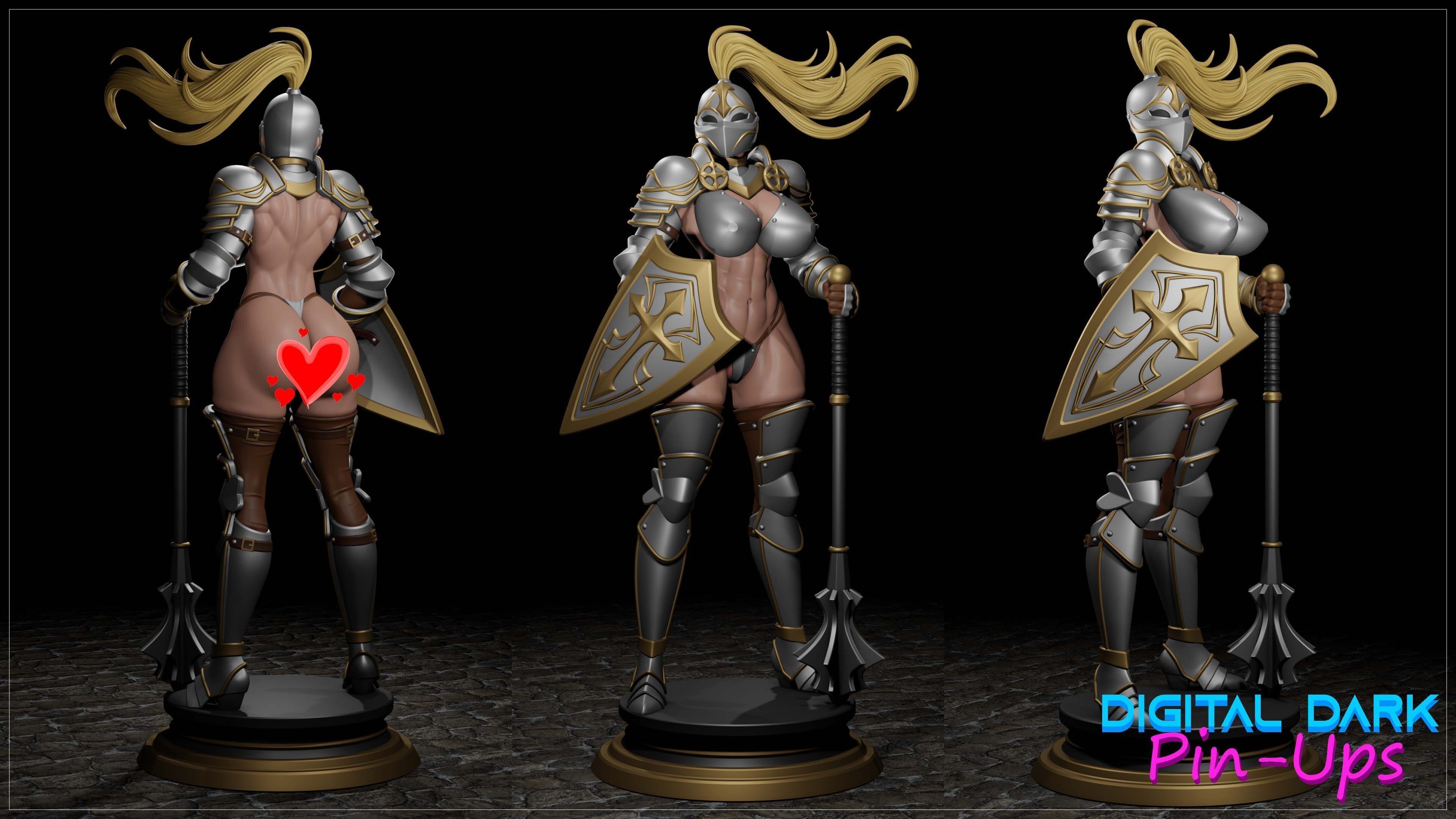 Knight Girl with NSFW version and Miniatures 3D print model_2