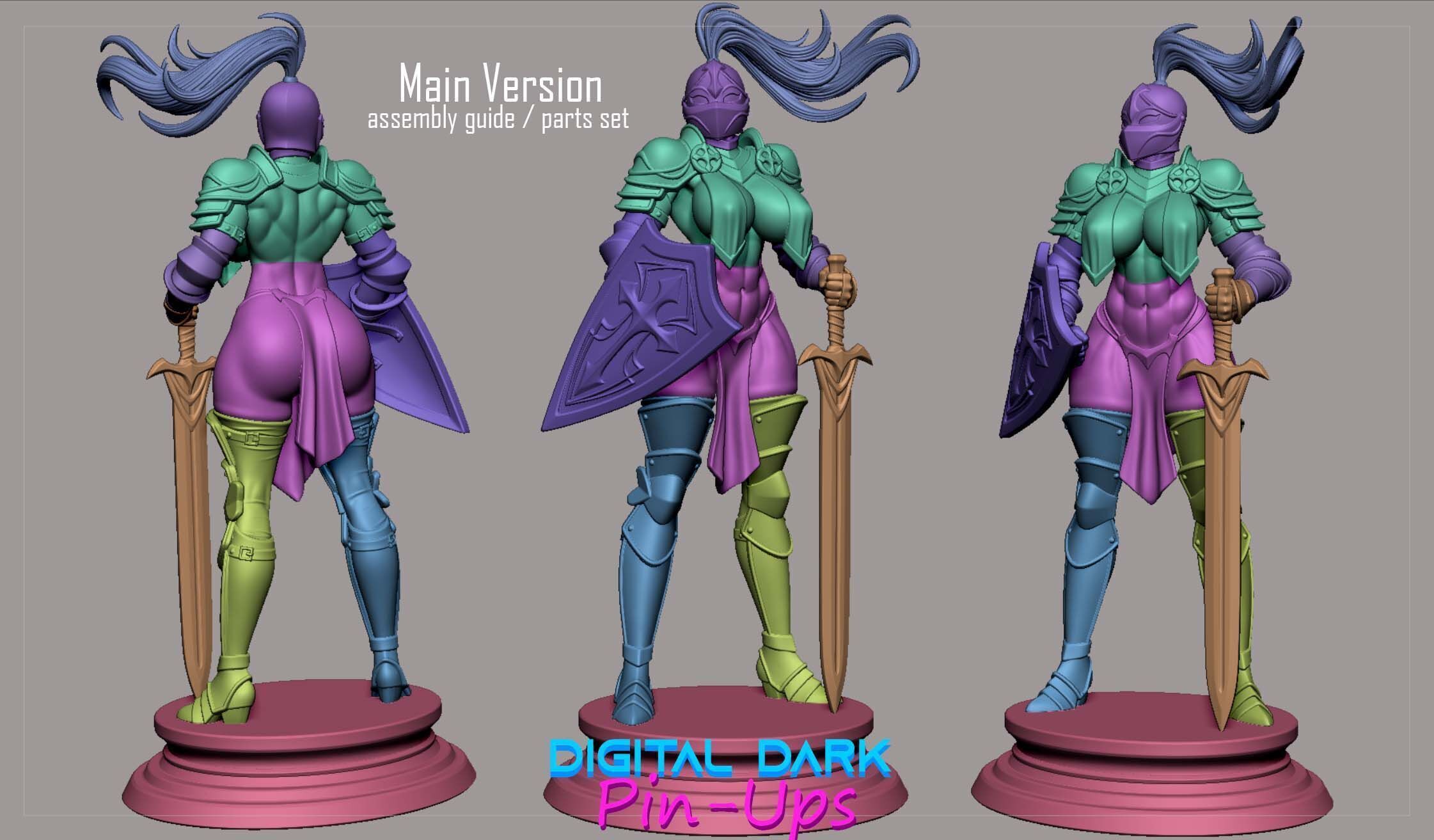 Knight Girl with NSFW version and Miniatures 3D print model_7