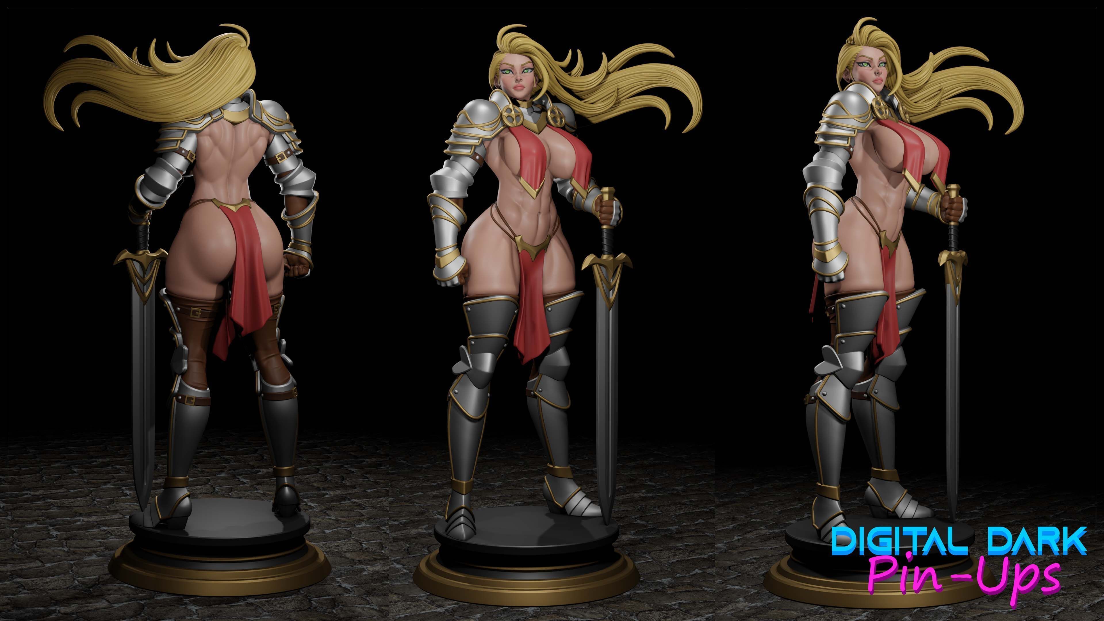 Knight Girl with NSFW version and Miniatures 3D print model_1