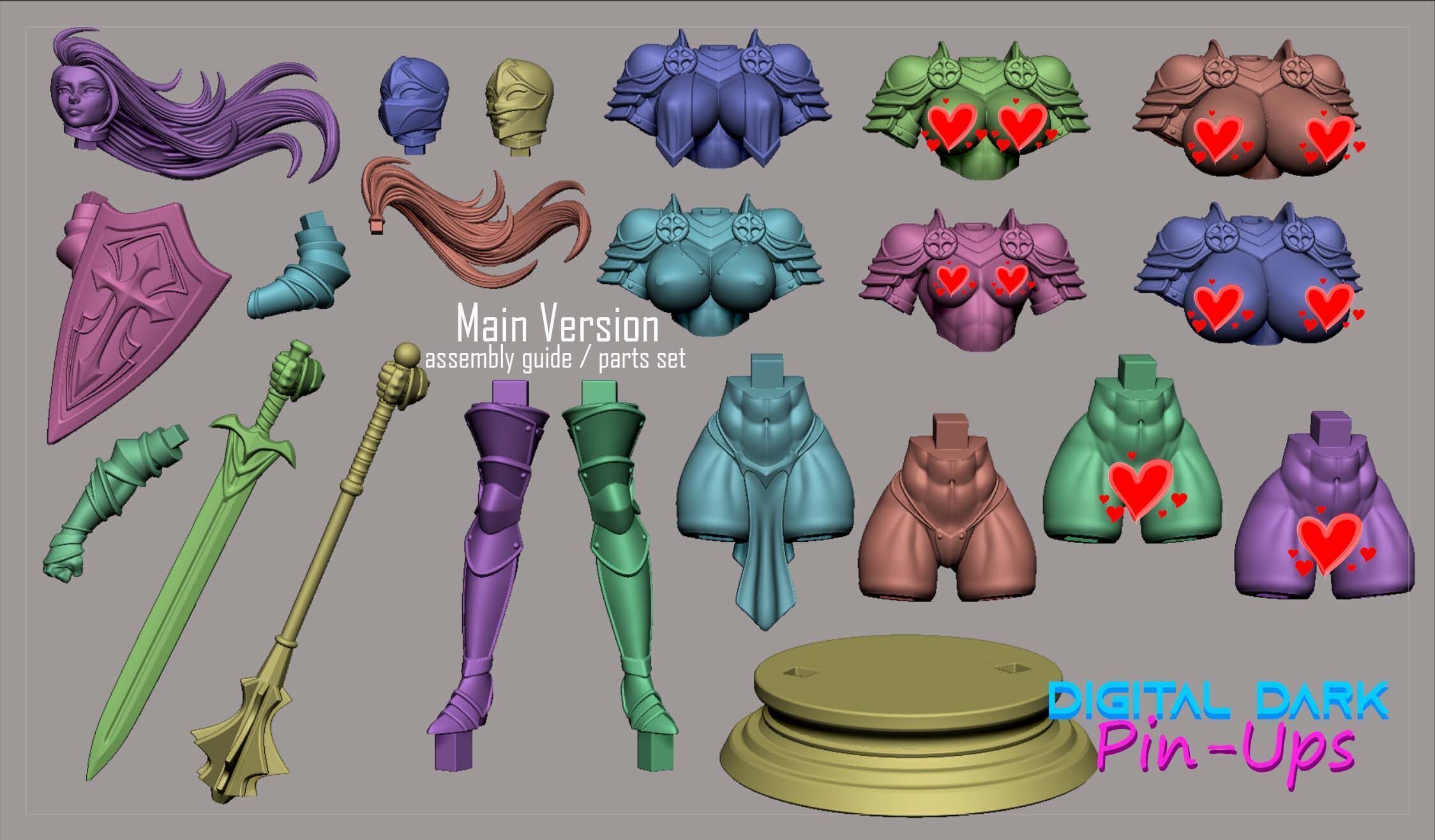 Knight Girl with NSFW version and Miniatures 3D print model_8