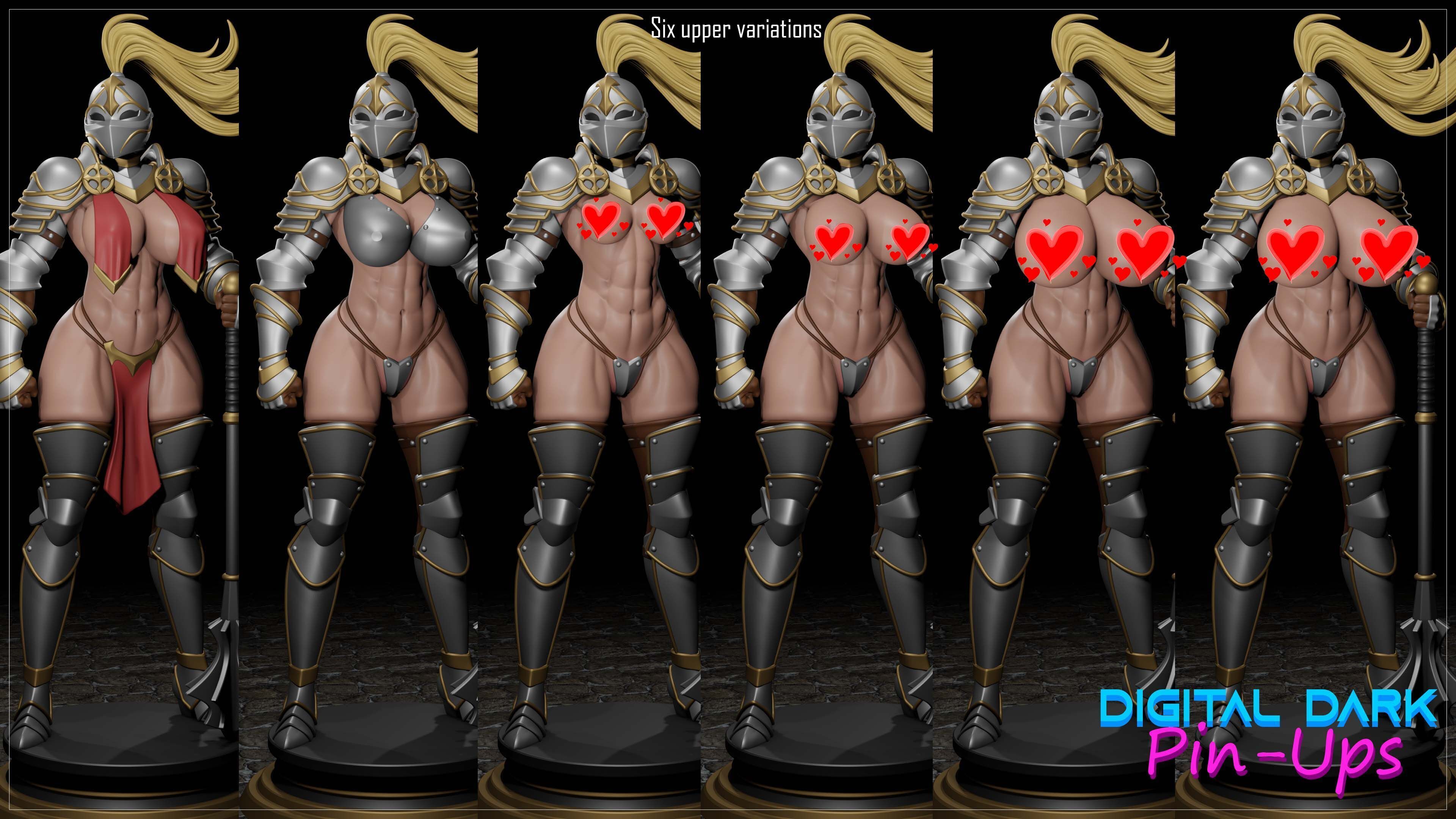 Knight Girl with NSFW version and Miniatures 3D print model_4