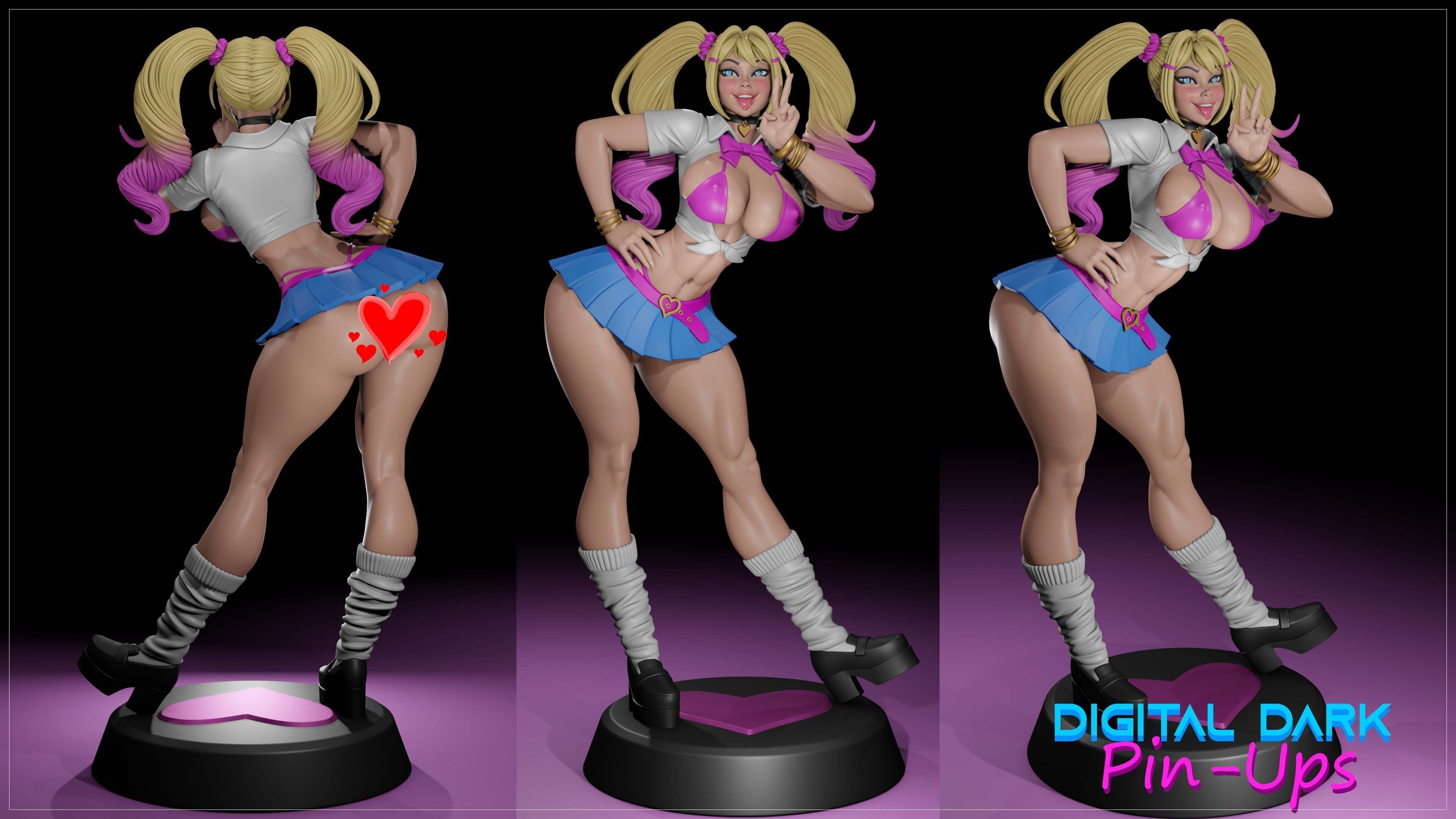 Gyaru Girl with NSFW version and Miniatures 3D print model_1