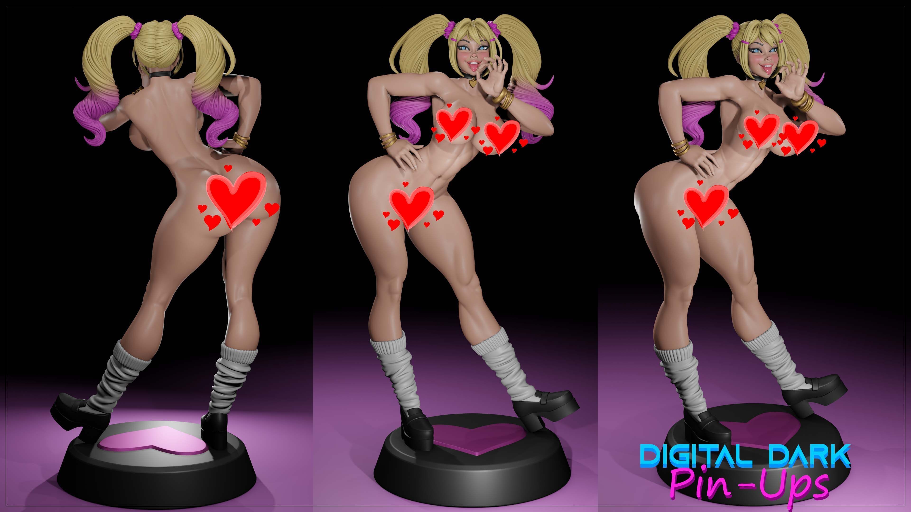 Gyaru Girl with NSFW version and Miniatures 3D print model_2