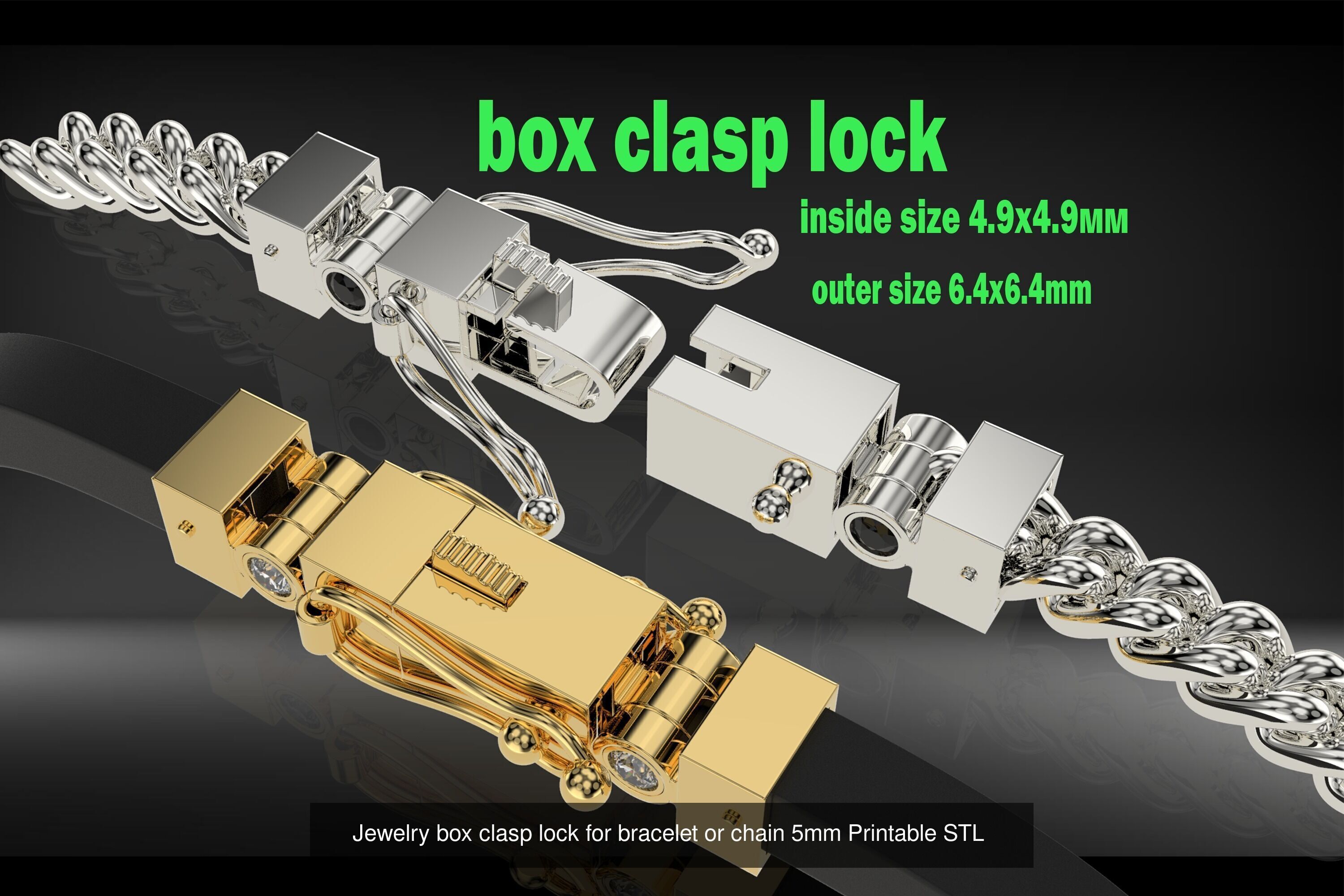 12 Jewelry Lock CLASPS and several links STL ready to Print 3D Model Collection_12