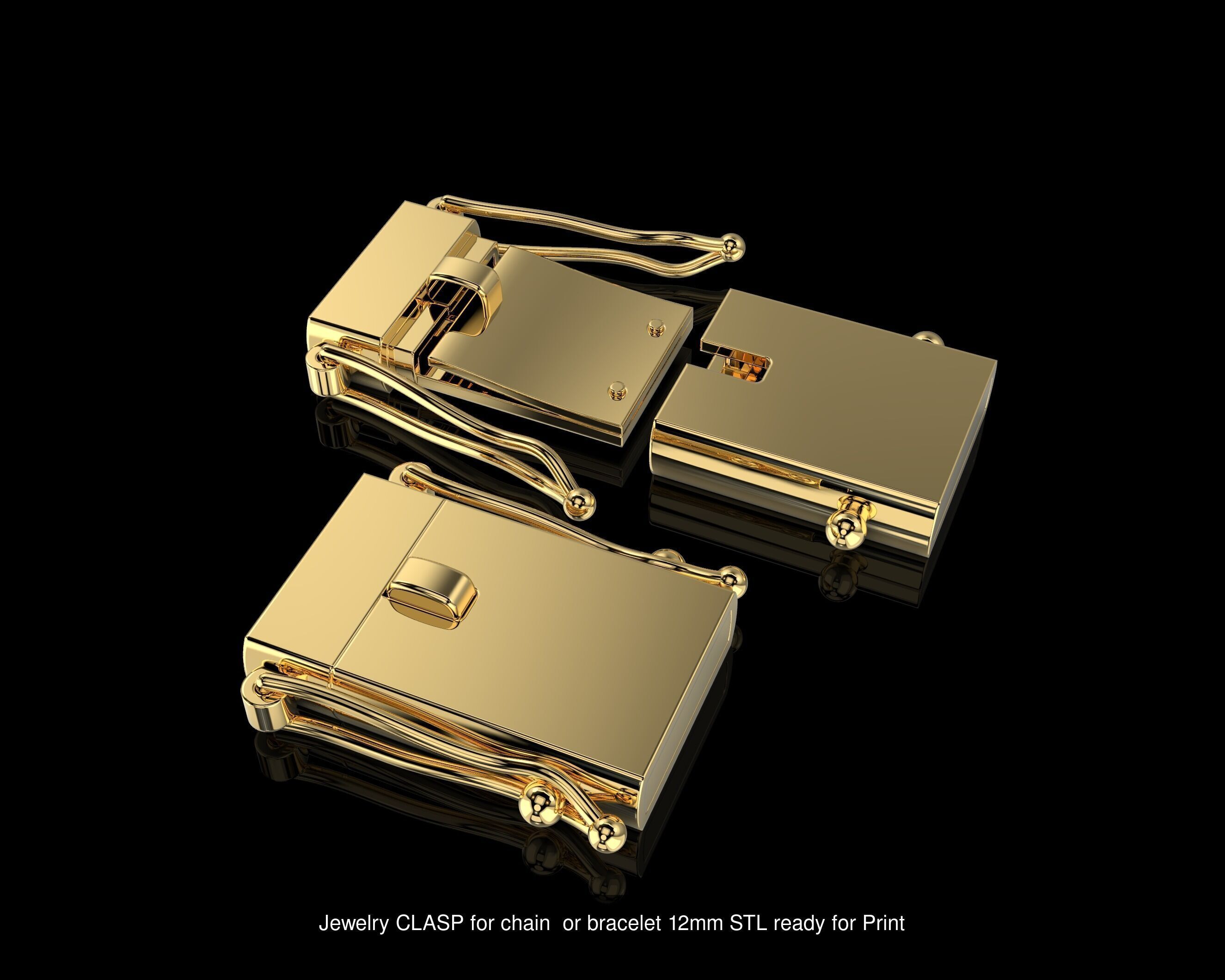 12 Jewelry Lock CLASPS and several links STL ready to Print 3D Model Collection_7