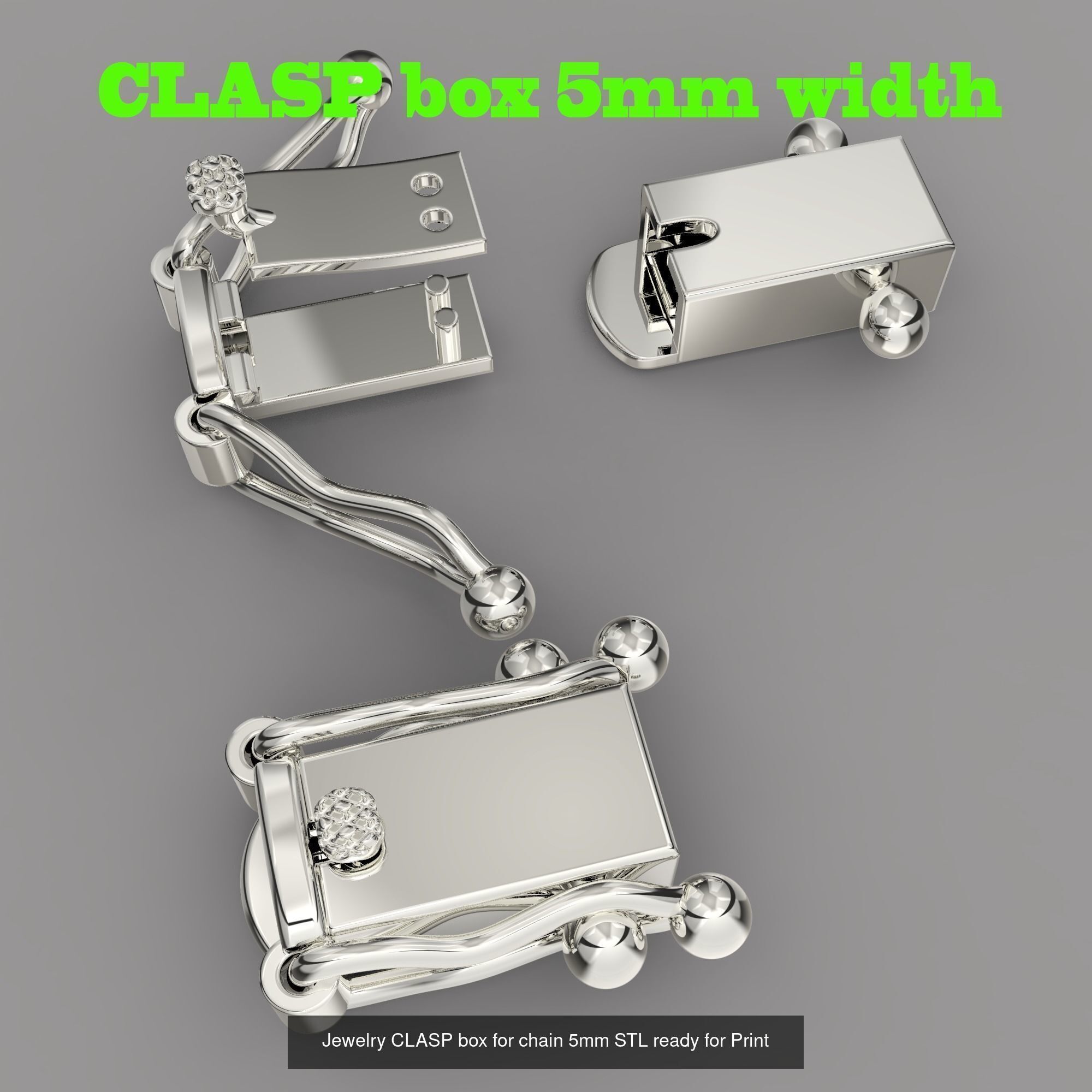 12 Jewelry Lock CLASPS and several links STL ready to Print 3D Model Collection_6