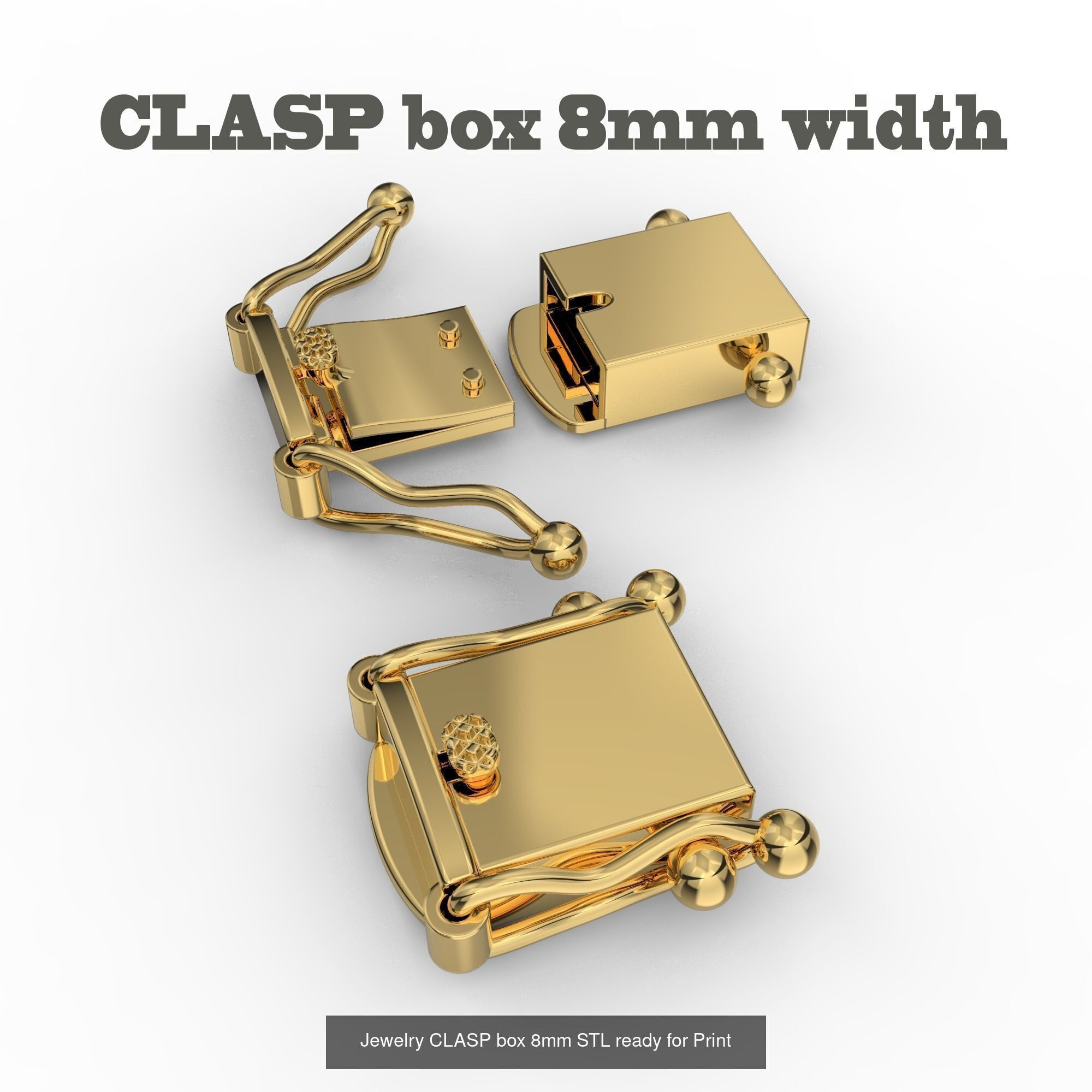 12 Jewelry Lock CLASPS and several links STL ready to Print 3D Model Collection_2
