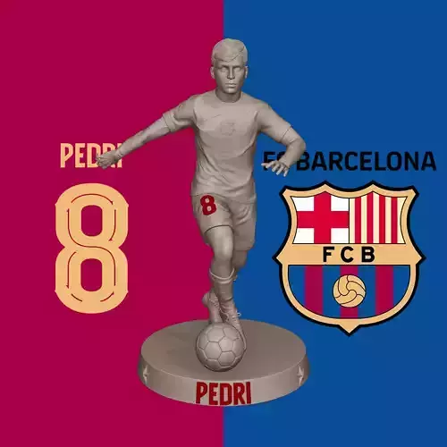 3D Printable Figurine of Pedri - FC Barcelona Number 8 3D print model