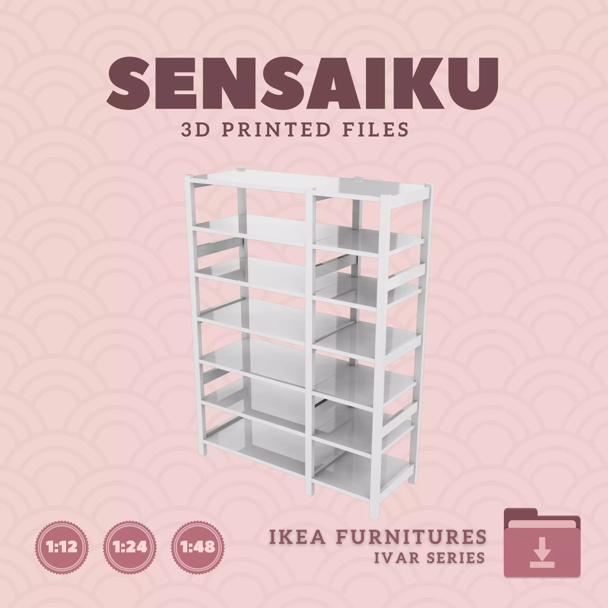 IVAR Shelving Unit V12 for Miniature Dollhouse - IKEA - 3D Print 3D print model