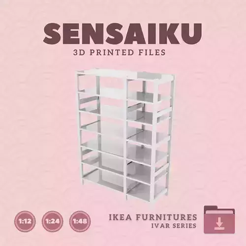 IVAR Shelving Unit V12 for Miniature Dollhouse - IKEA - 3D Print 3D print model