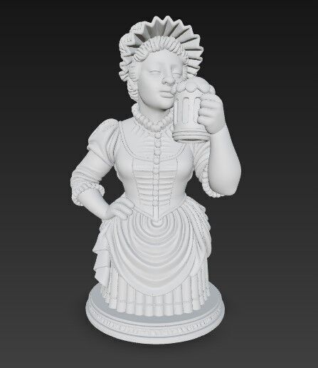 Graceful Moment Beer Drinking Lady 3D Model 3D print model_9