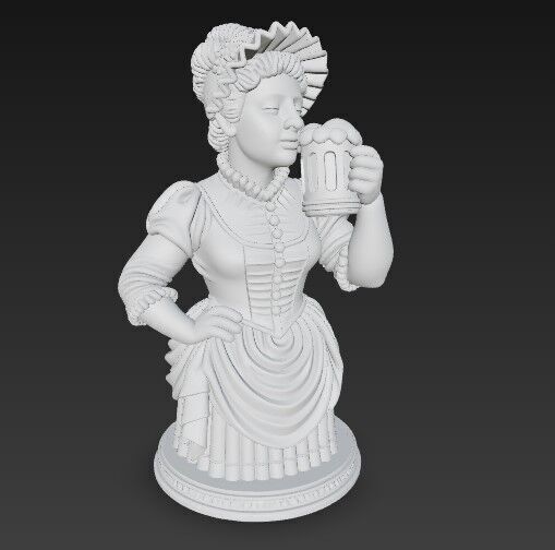 Graceful Moment Beer Drinking Lady 3D Model 3D print model_10