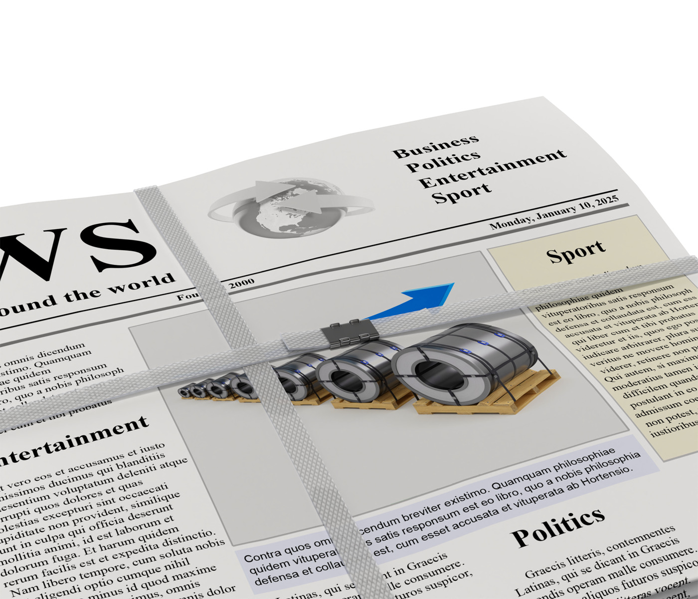 Folded Newspapers Stack 3D model_4